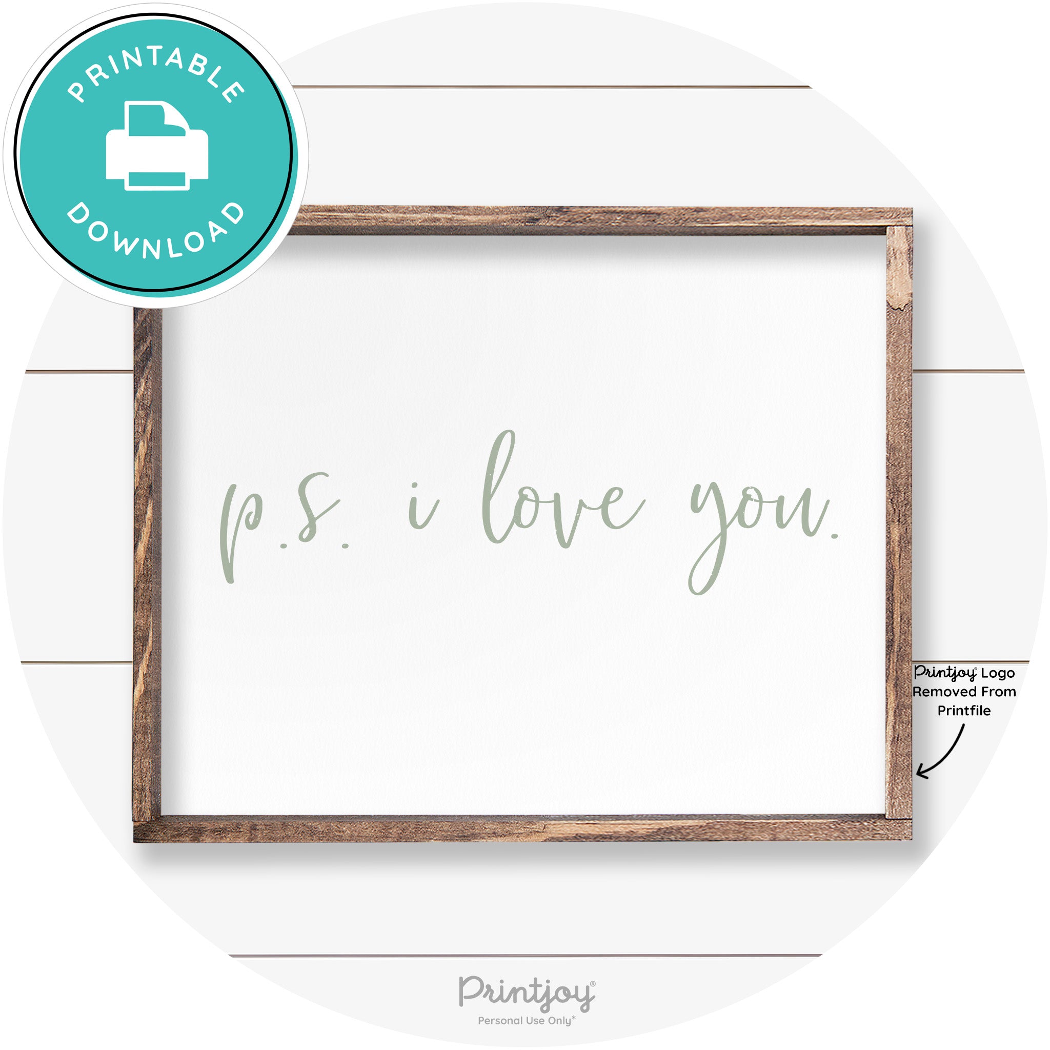 P.S. I Love You Cute Couples Farmhouse Wall Art Decor Free Printable - Printjoy