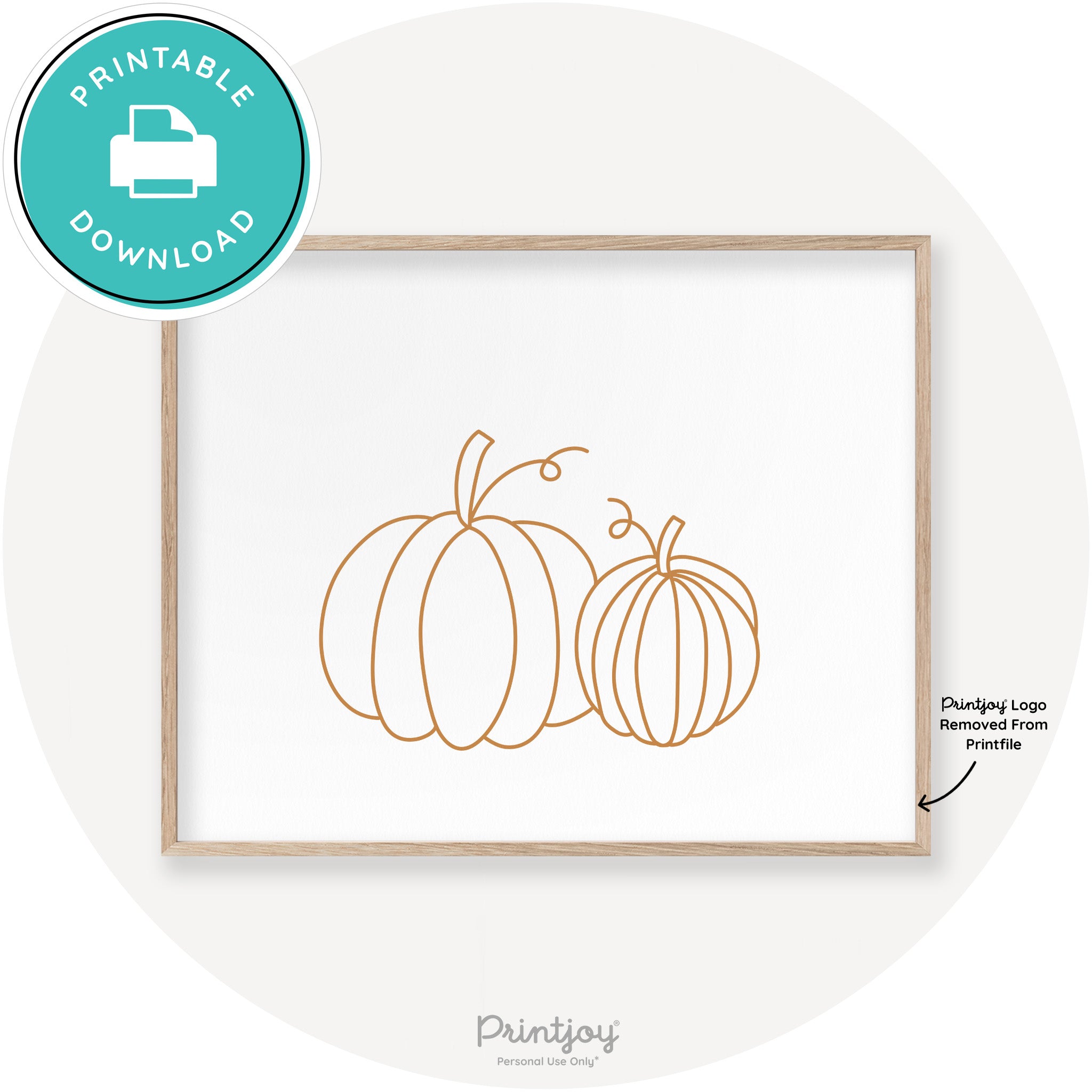 Pumpkin Pair Line Art Cute Fall Modern Chic Wall Art Printable - Printjoy