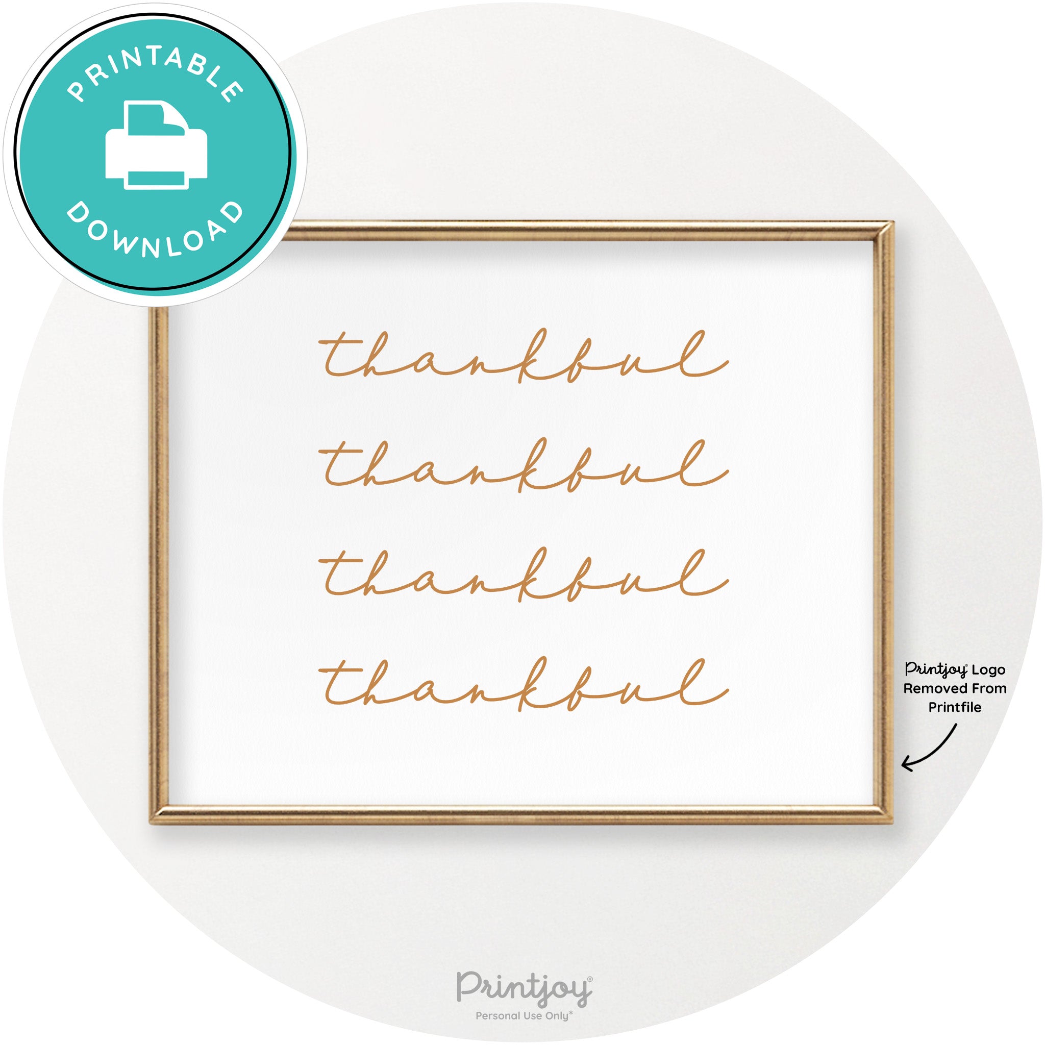 Thankful Pattern Cute Thanksgiving Modern Chic Wall Art Printable - Printjoy