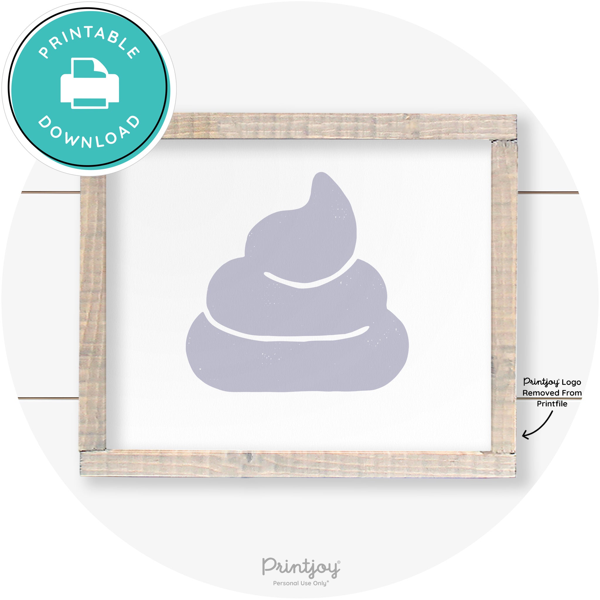 Poop Emoji Silhouette Funny Bathroom Sign Wall Art Free Printable - Printjoy