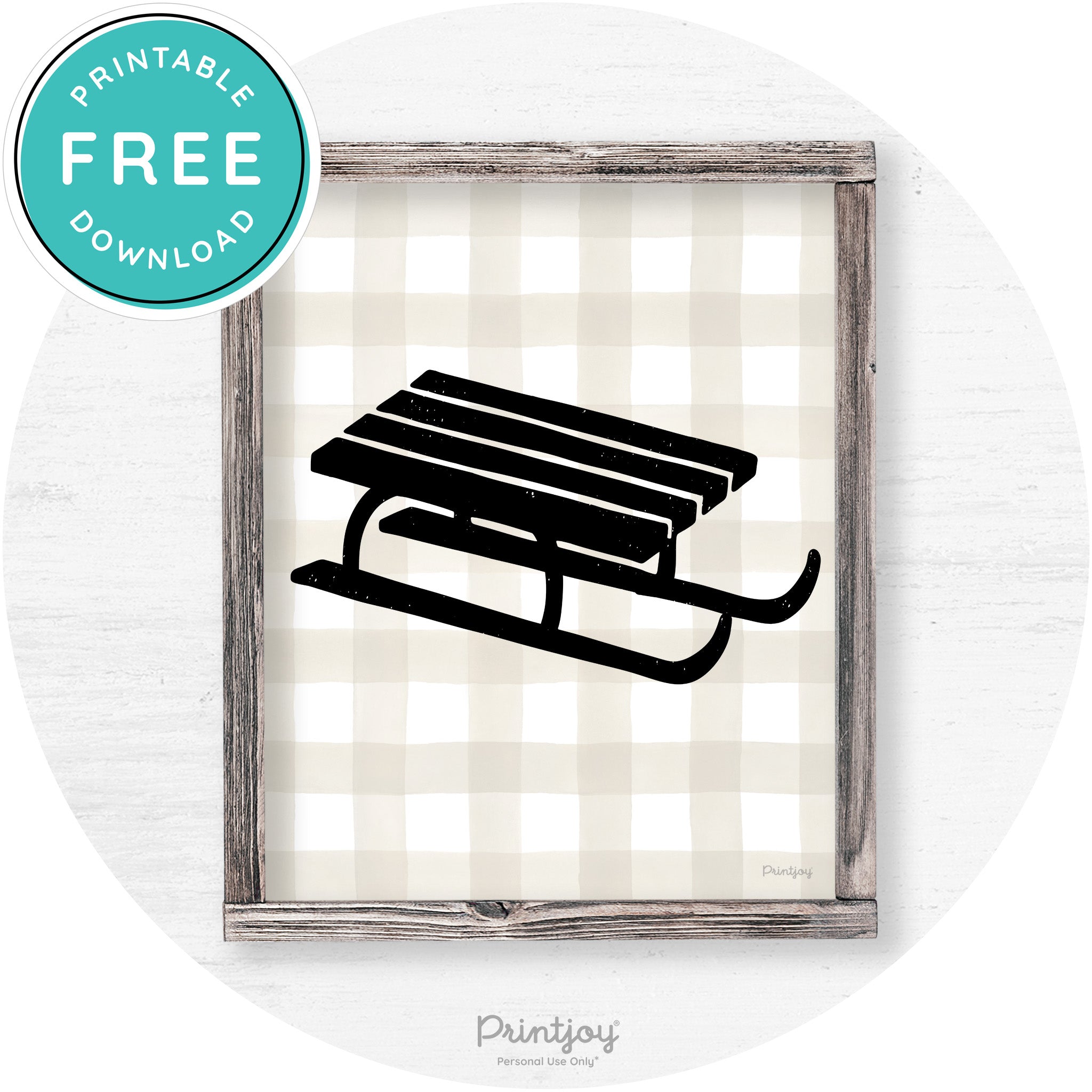 Winter Old Fashioned Sled Rustic Farmhouse Wall Art Free Printable - Printjoy