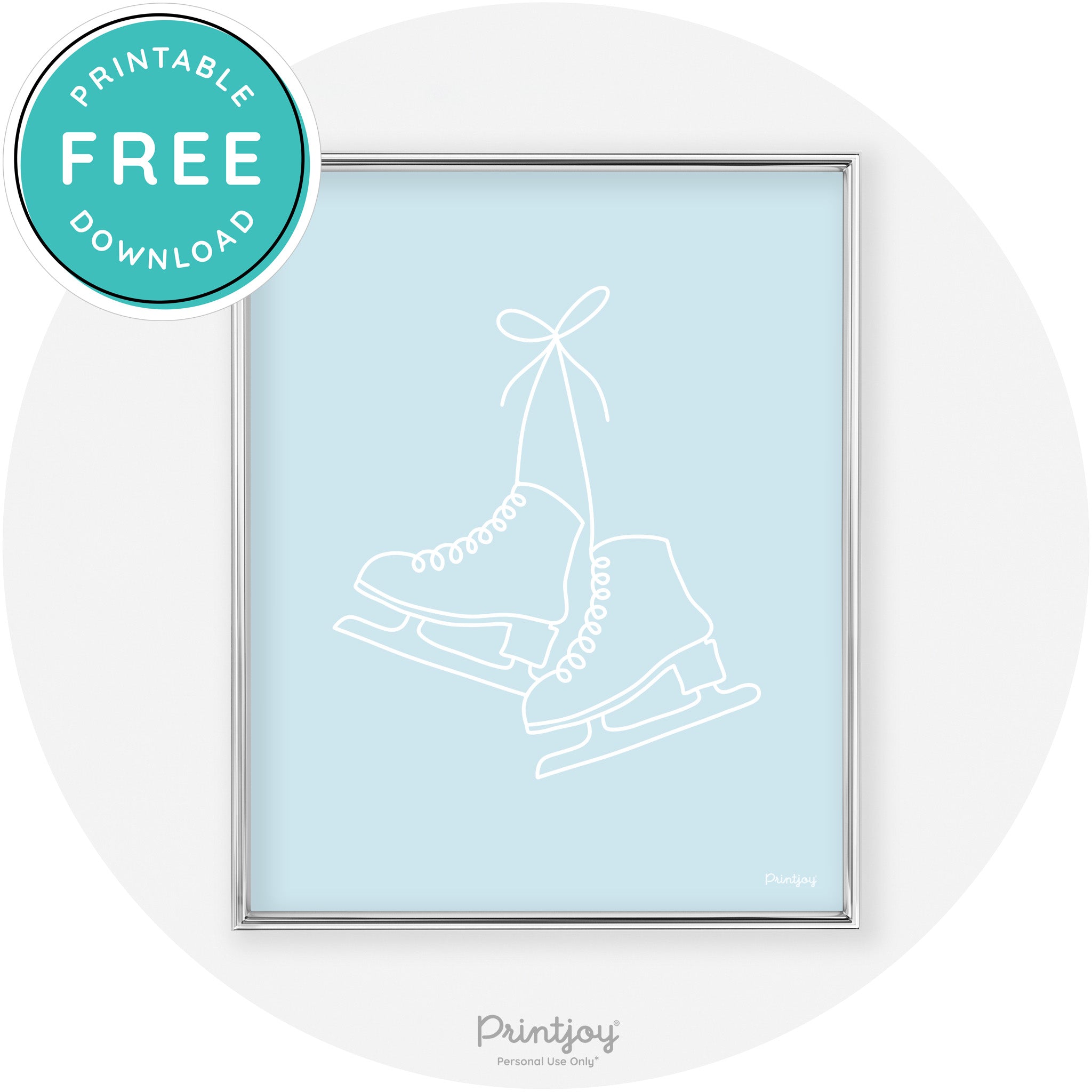 Ice Skates Line Art Cute Winter Modern Chic Wall Art Free Printable - Printjoy