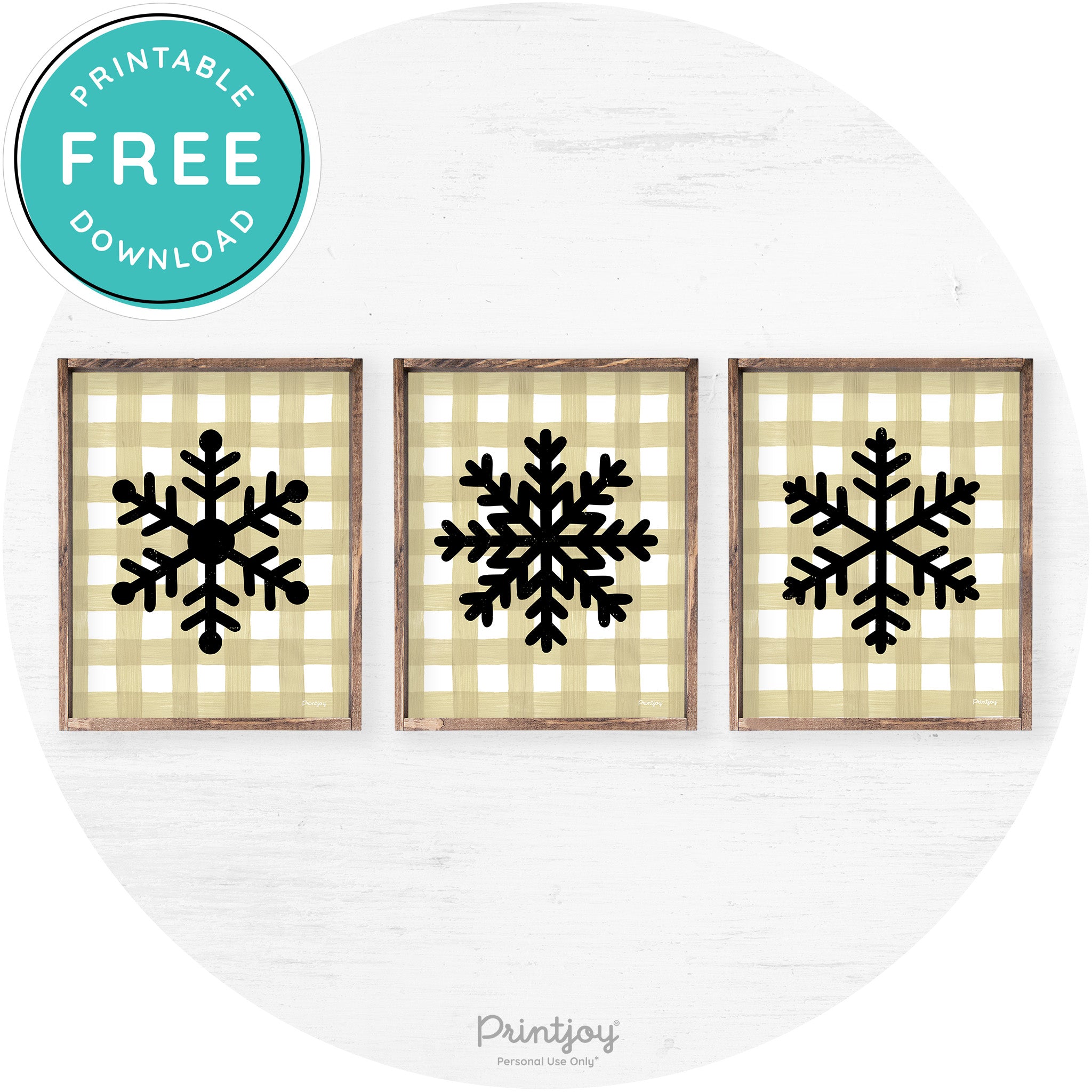 Snowflake Silhouettes Set Of 3 Christmas Farmhouse Art Free Printable - Printjoy