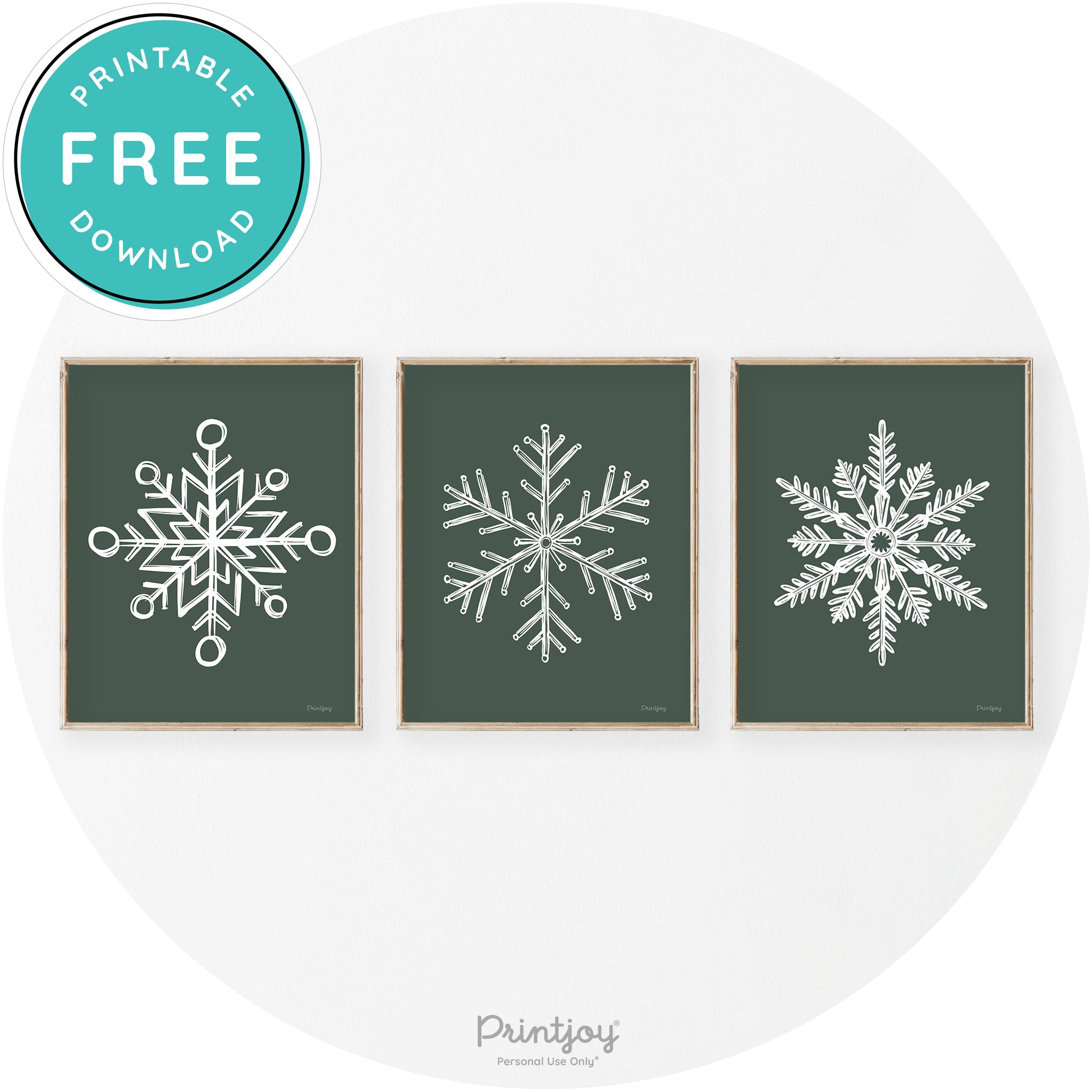 Snowflakes Set Of 3 Christmas Transitional Wall Art Decor Free Printable