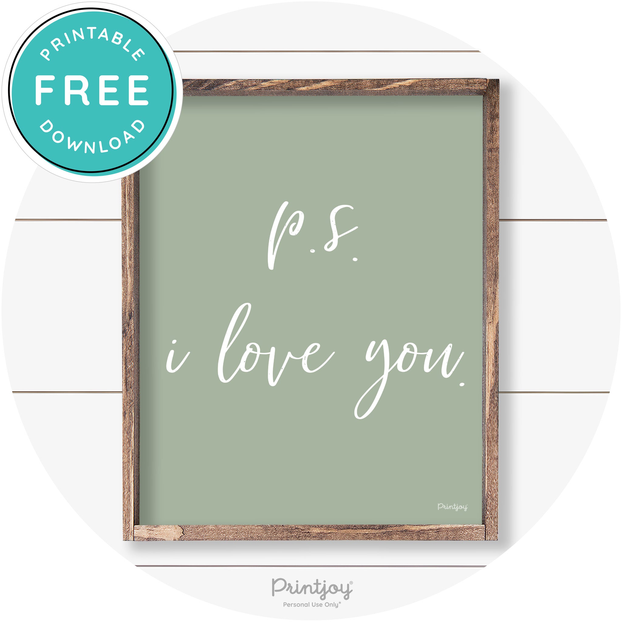 P.S. I Love You Cute Couples Farmhouse Wall Art Decor Free Printable - Printjoy
