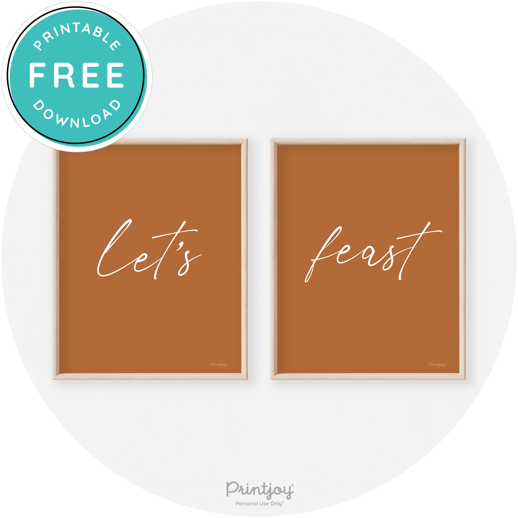 Let's Feast Set Of 2 Thanksgiving Transitional Wall Art Free Printable - Printjoy