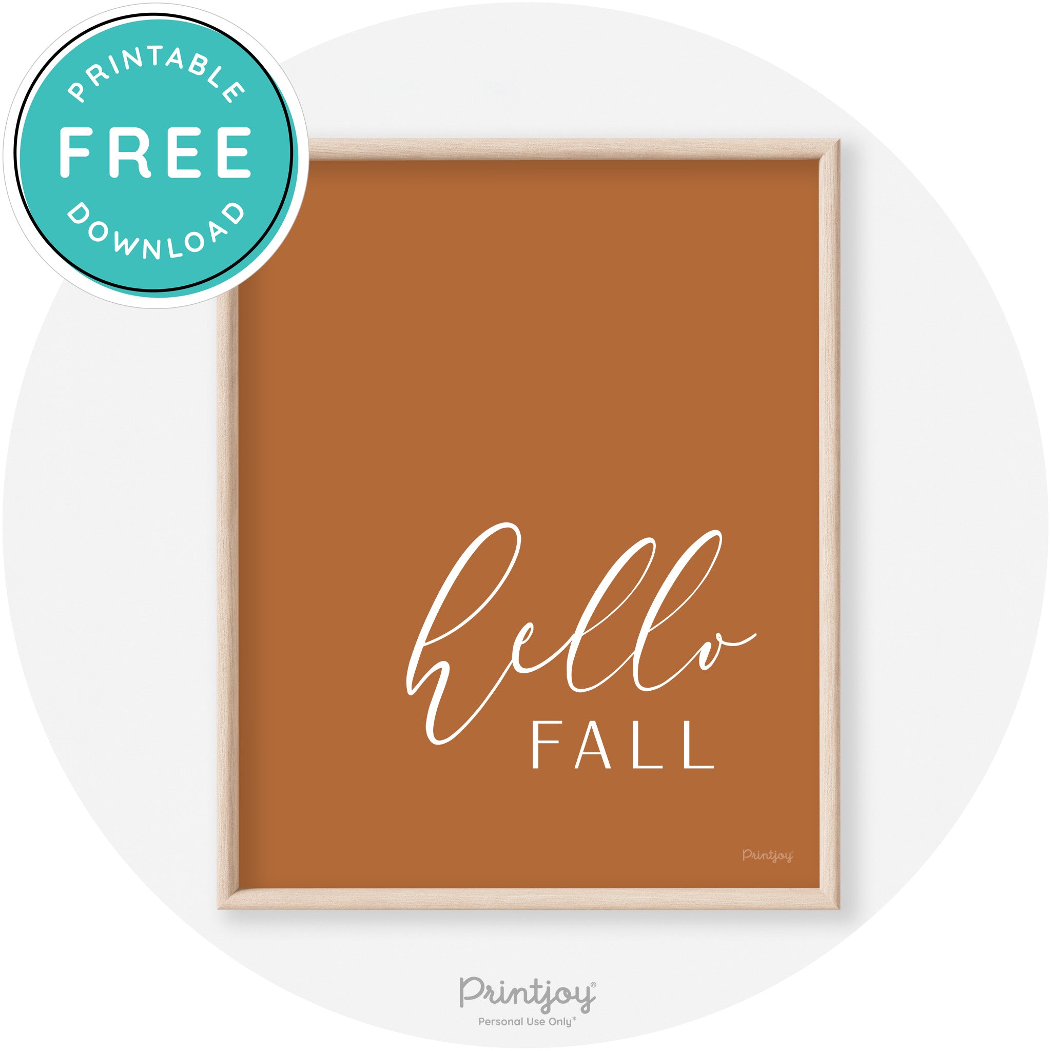 Hello Fall Cursive Modern Transitional Fall Wall Art Decor Free Printable - Printjoy