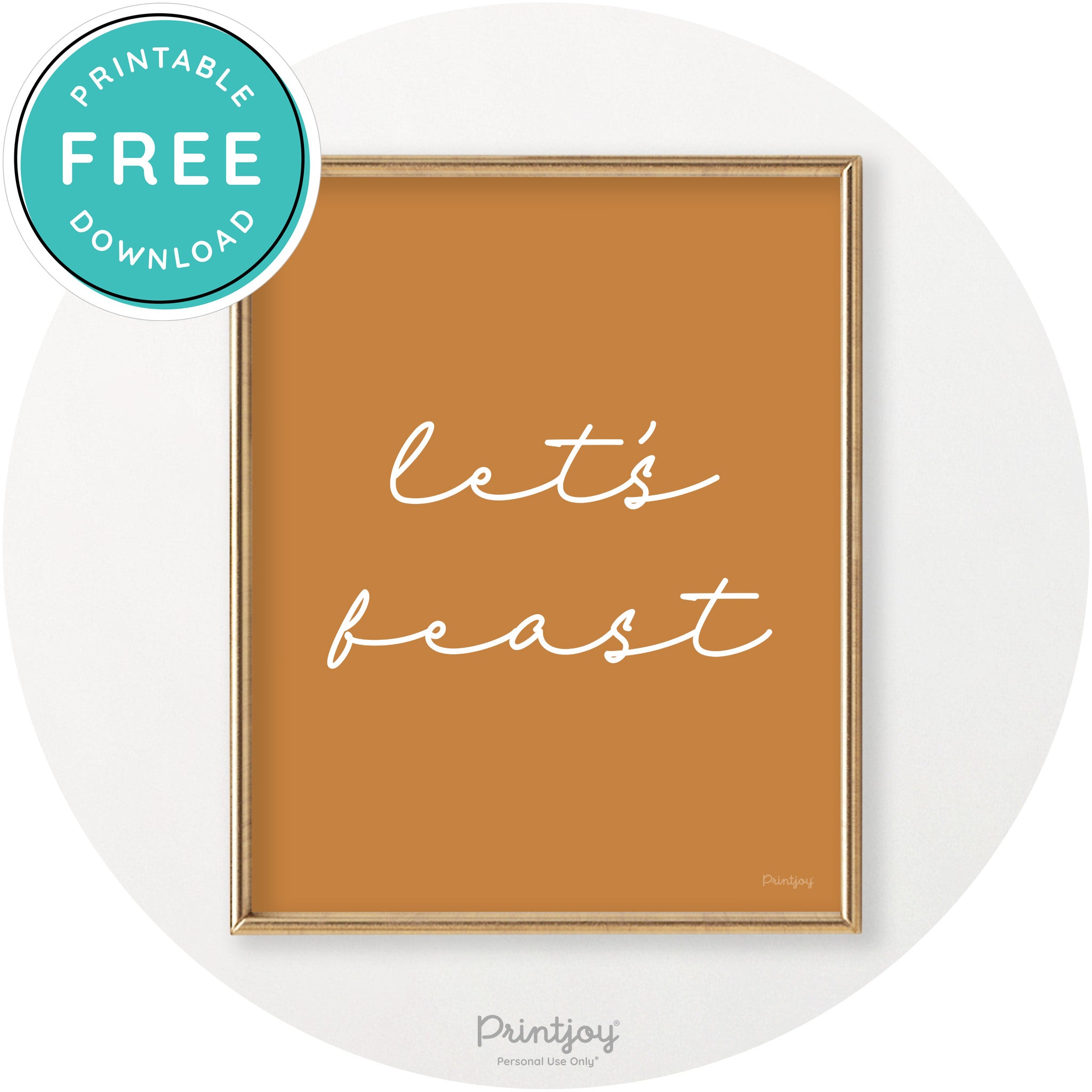 Let's Feast Cute Thanksgiving Modern Chic Wall Art Printable - Printjoy