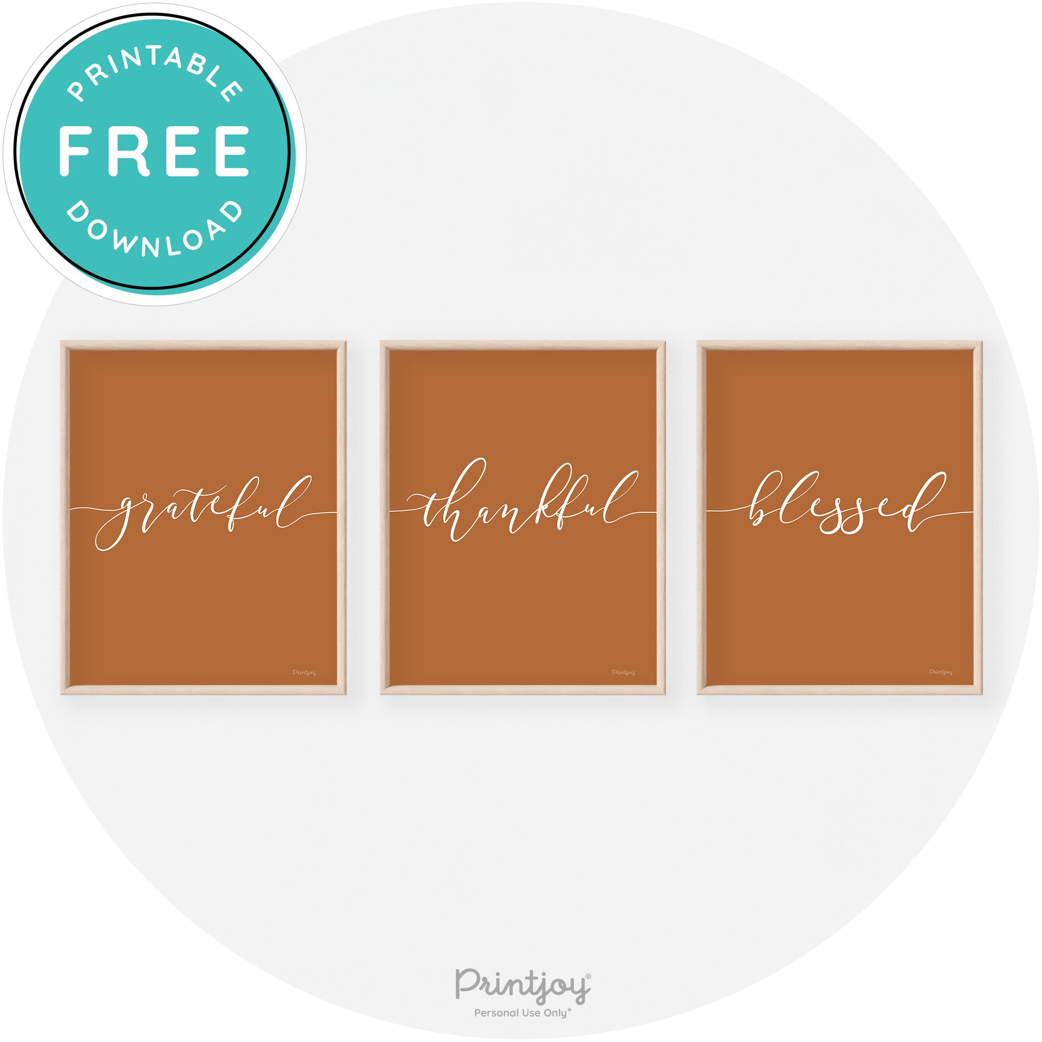 Grateful Thankful Blessed Set Of 3 Transitional Wall Art Free Printable - Printjoy