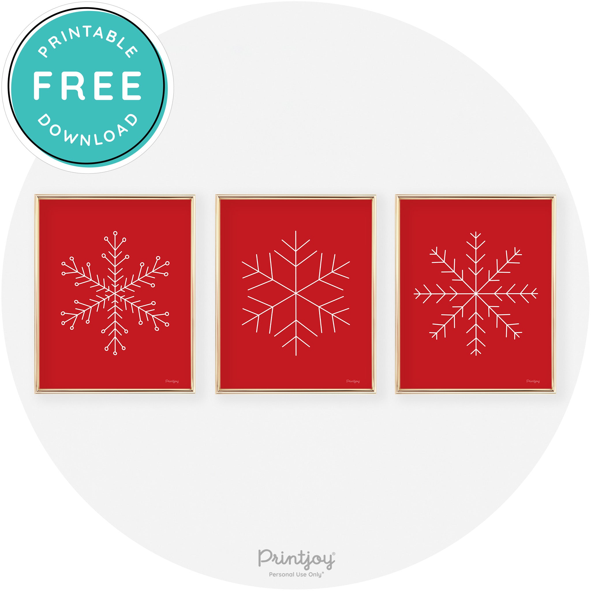 Snowflake Line Art Set Of 3 Cute Christmas Chic Wall Art Free Printable - Printjoy