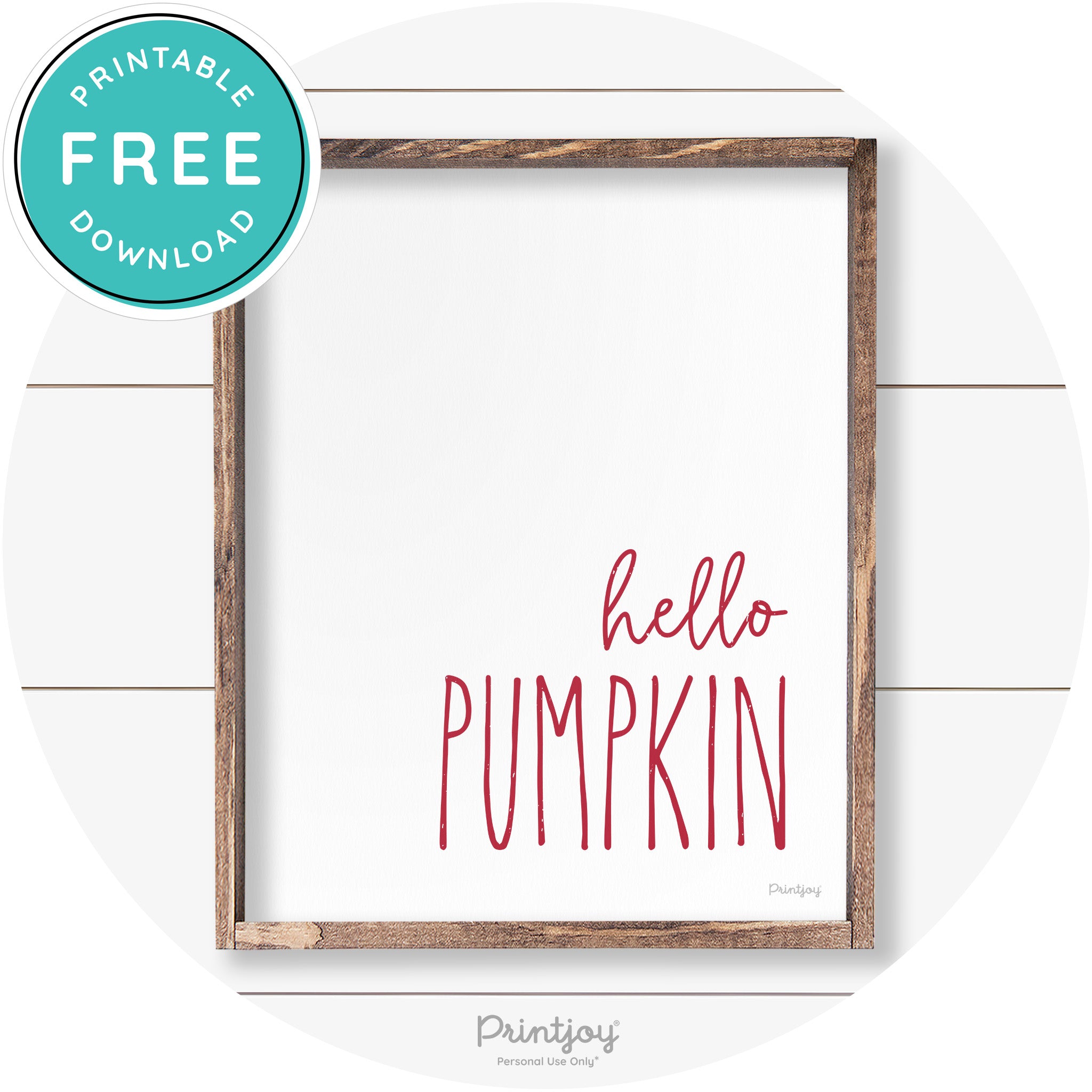 Hello Pumpkin Cute Fun Simple Farmhouse Wall Art Free Printable - Printjoy