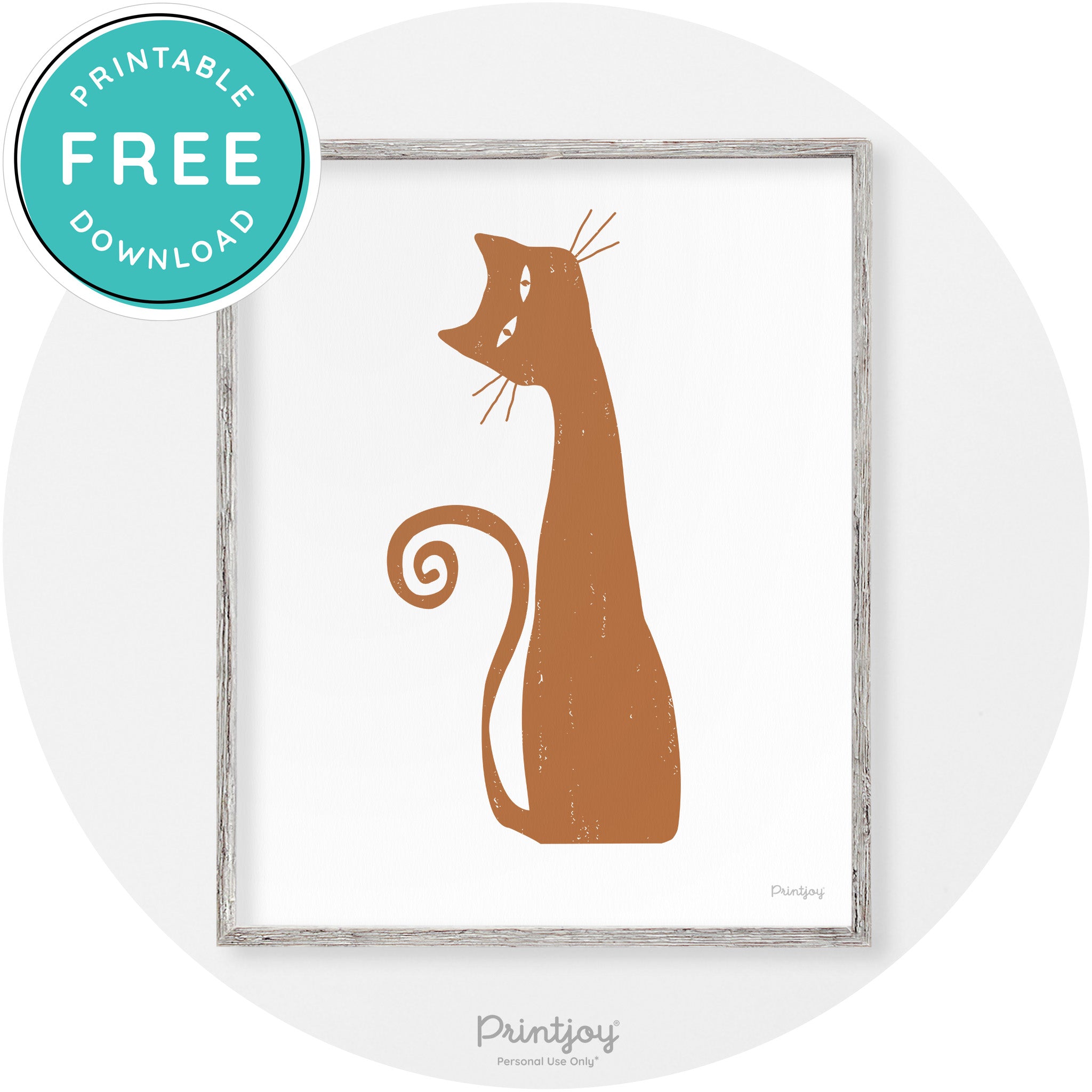 Creepy Skinny Cat Modern Vintage Halloween Wall Art Free Printable - Printjoy