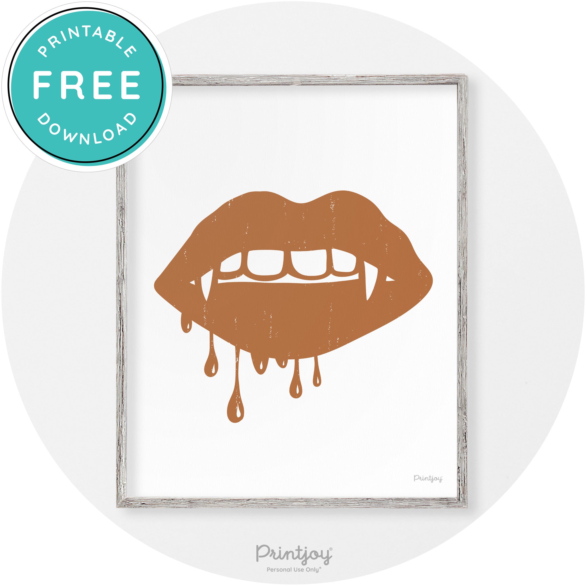 Dracula Fangs Teeth Modern Vintage Halloween Wall Art Free Printable - Printjoy