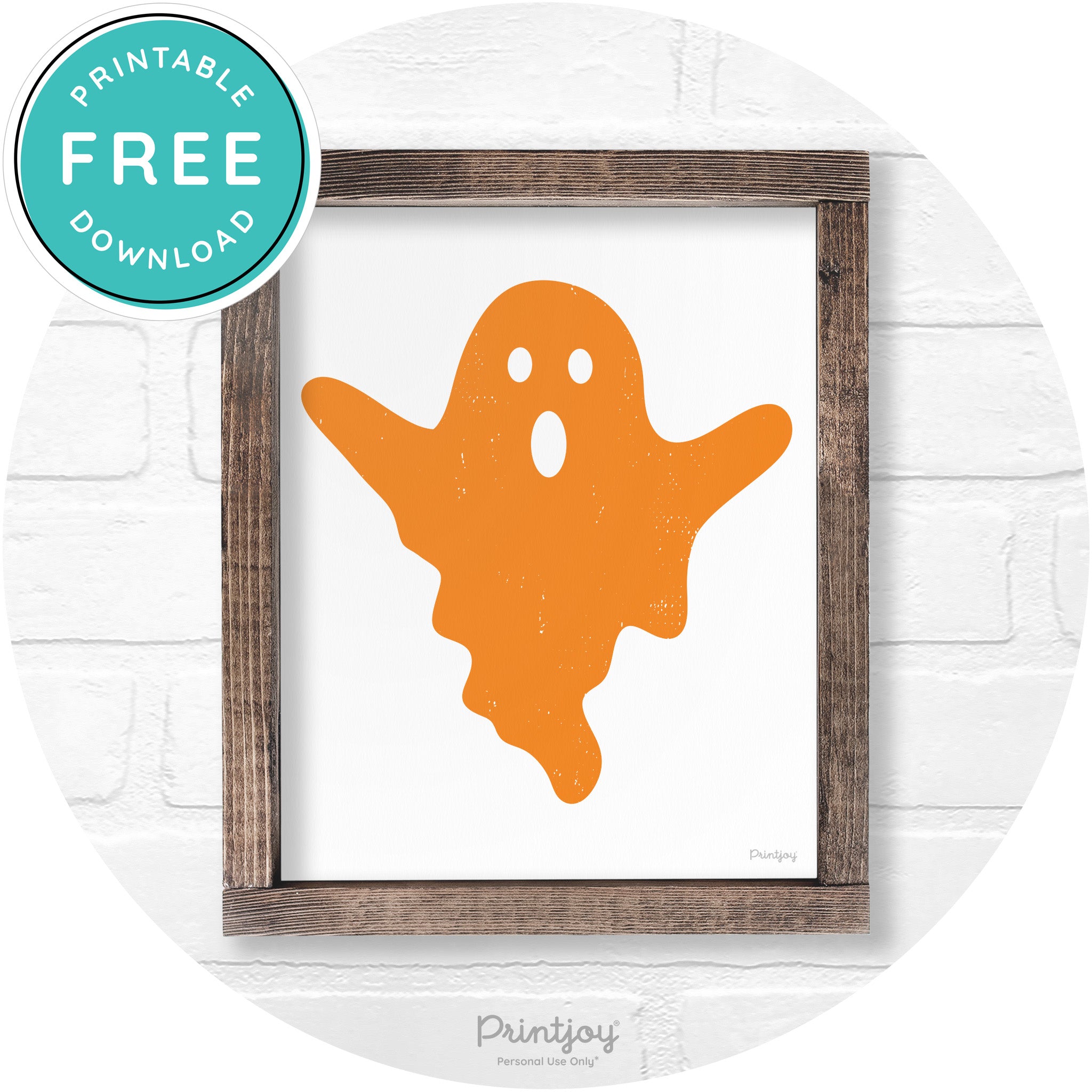 Halloween Cute Ghost Rustic Farmhouse Wall Art Free Printable - Printjoy