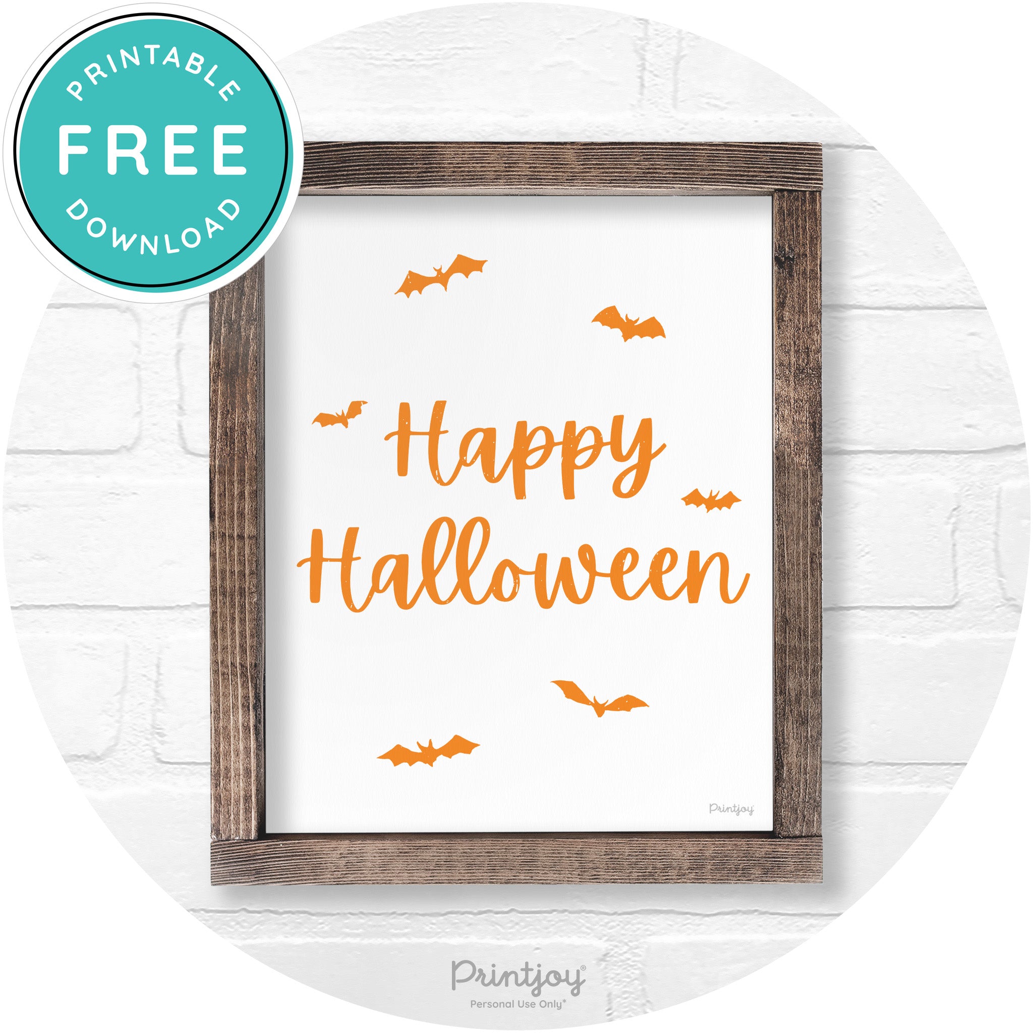 Happy Halloween Bats Rustic Farmhouse Wall Art Free Printable - Printjoy