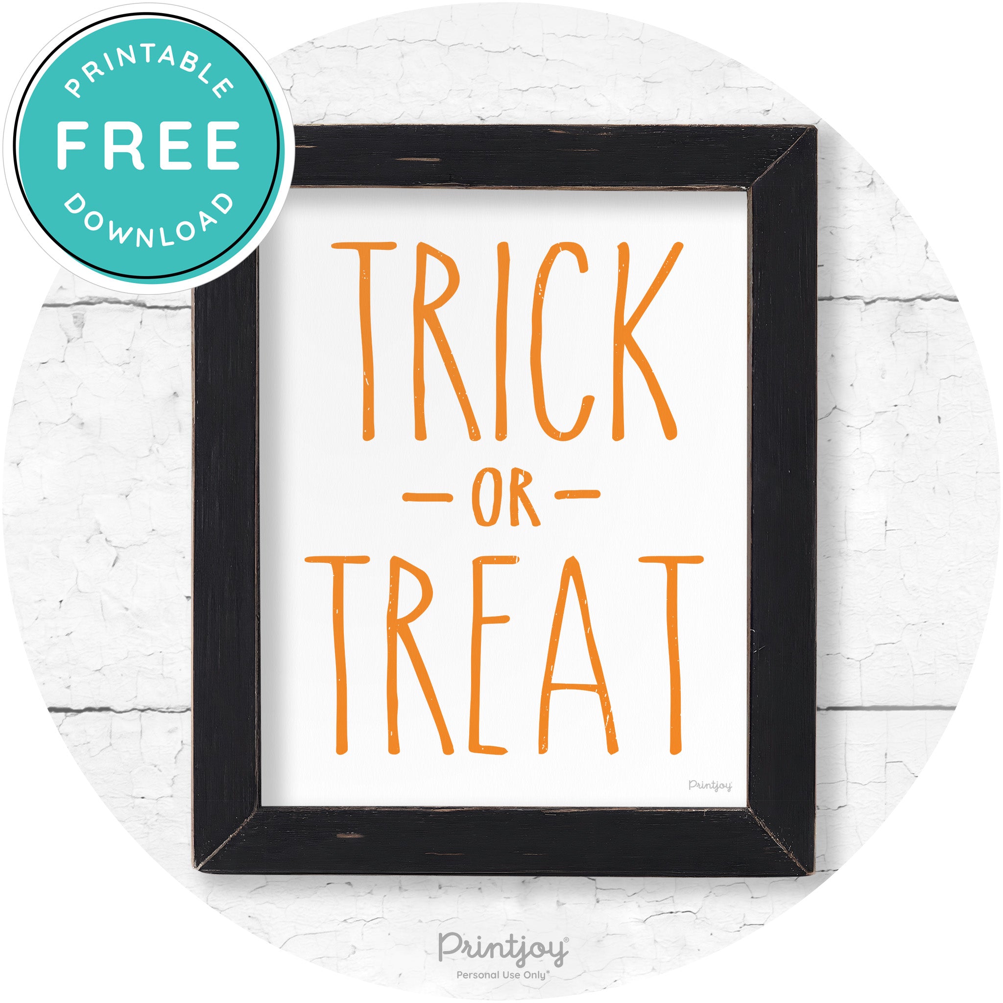 Trick Or Treat Lettering Farmhouse Halloween Wall Art Free Printable - Printjoy