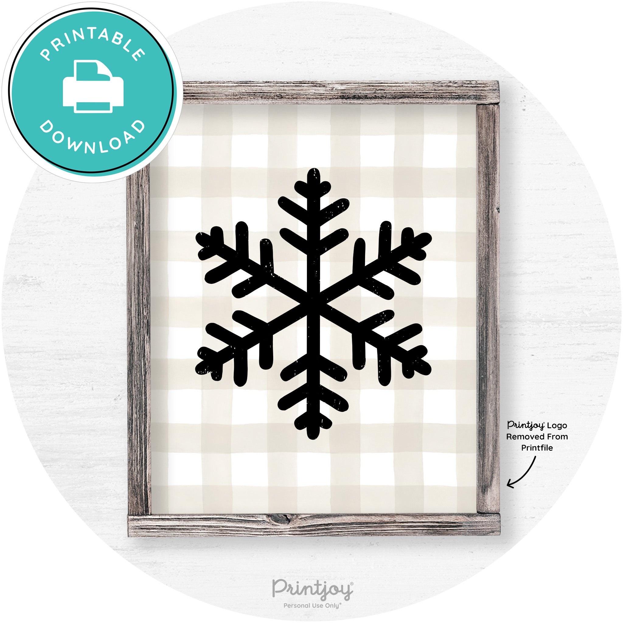 Snowflake Silhouette Winter Farmhouse Wall Art Decor Free Printable - Printjoy