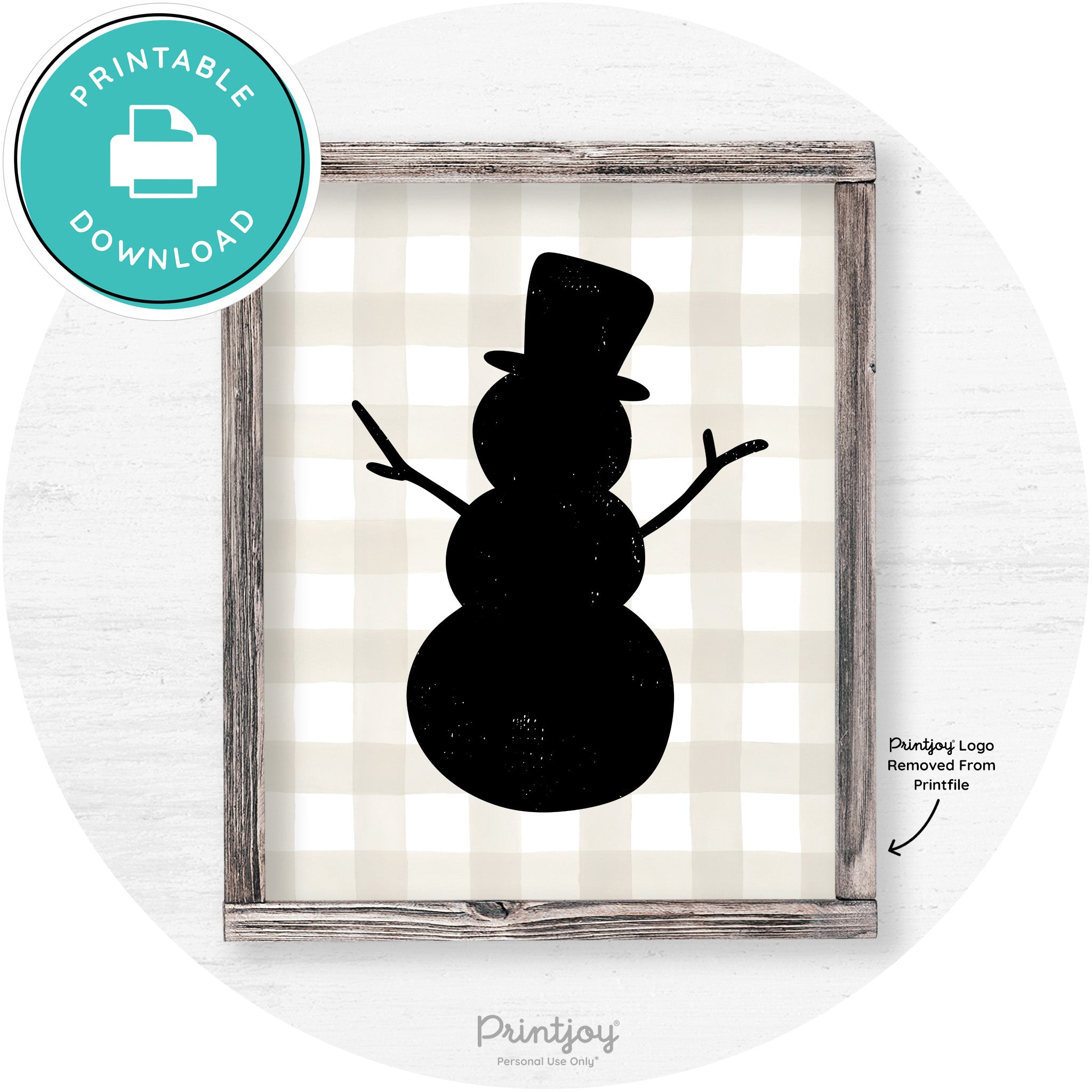 Snowman Silhouette Winter Farmhouse Wall Art Decor Free Printable - Printjoy