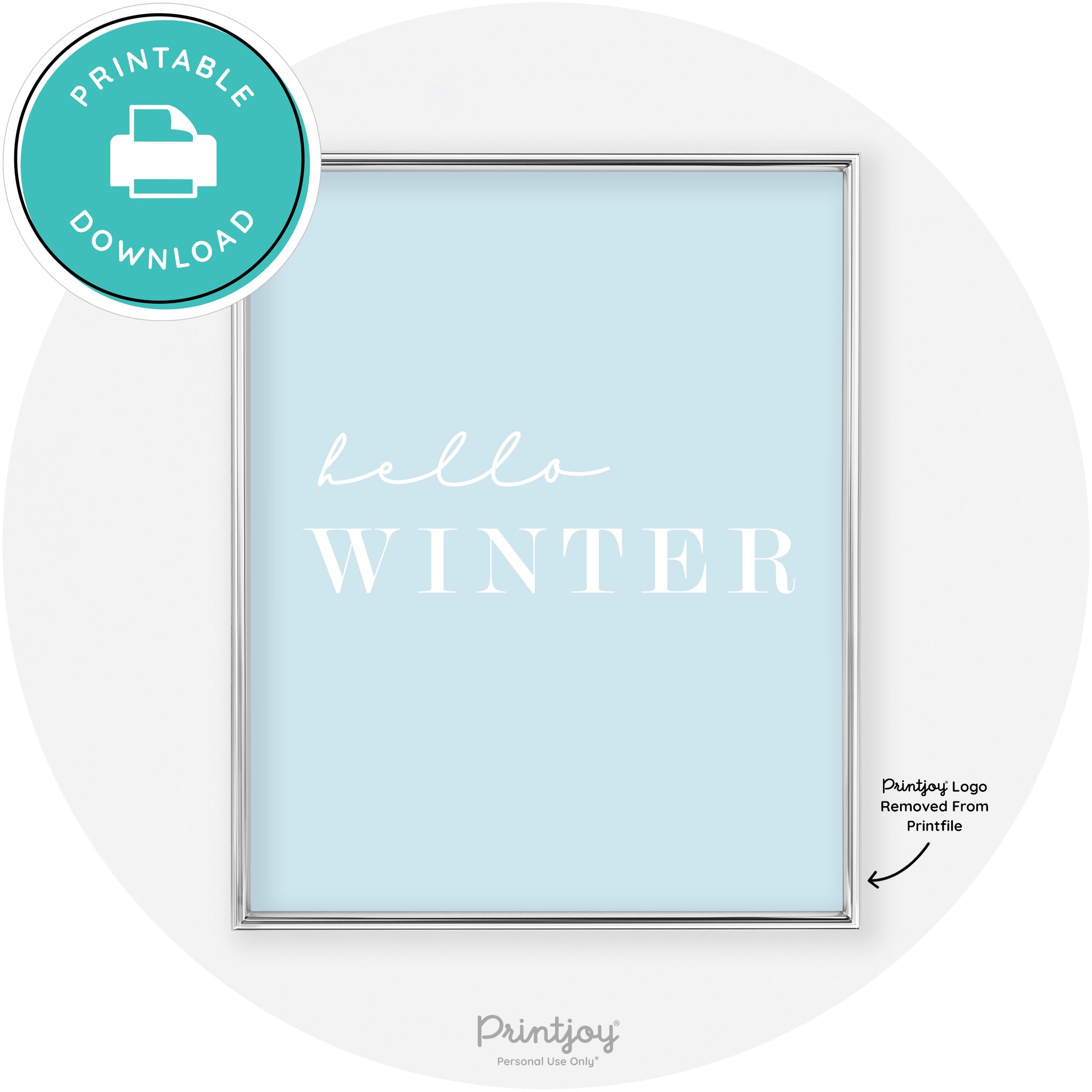 Hello Winter Cute Seasonal Modern Chic Wall Art Decor Free Printable - Printjoy