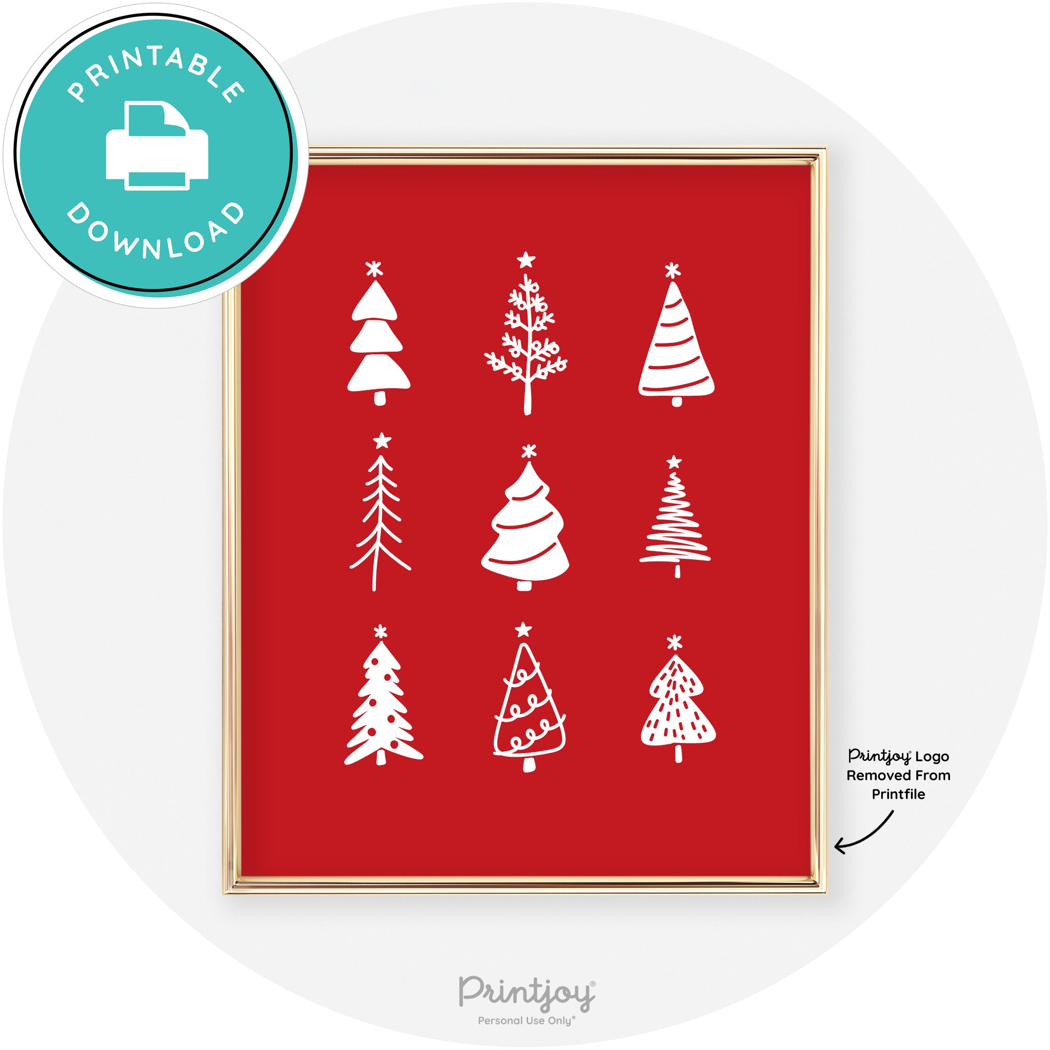 Christmas Trees Cute Modern Chic Wall Art Decor Free Printable - Printjoy