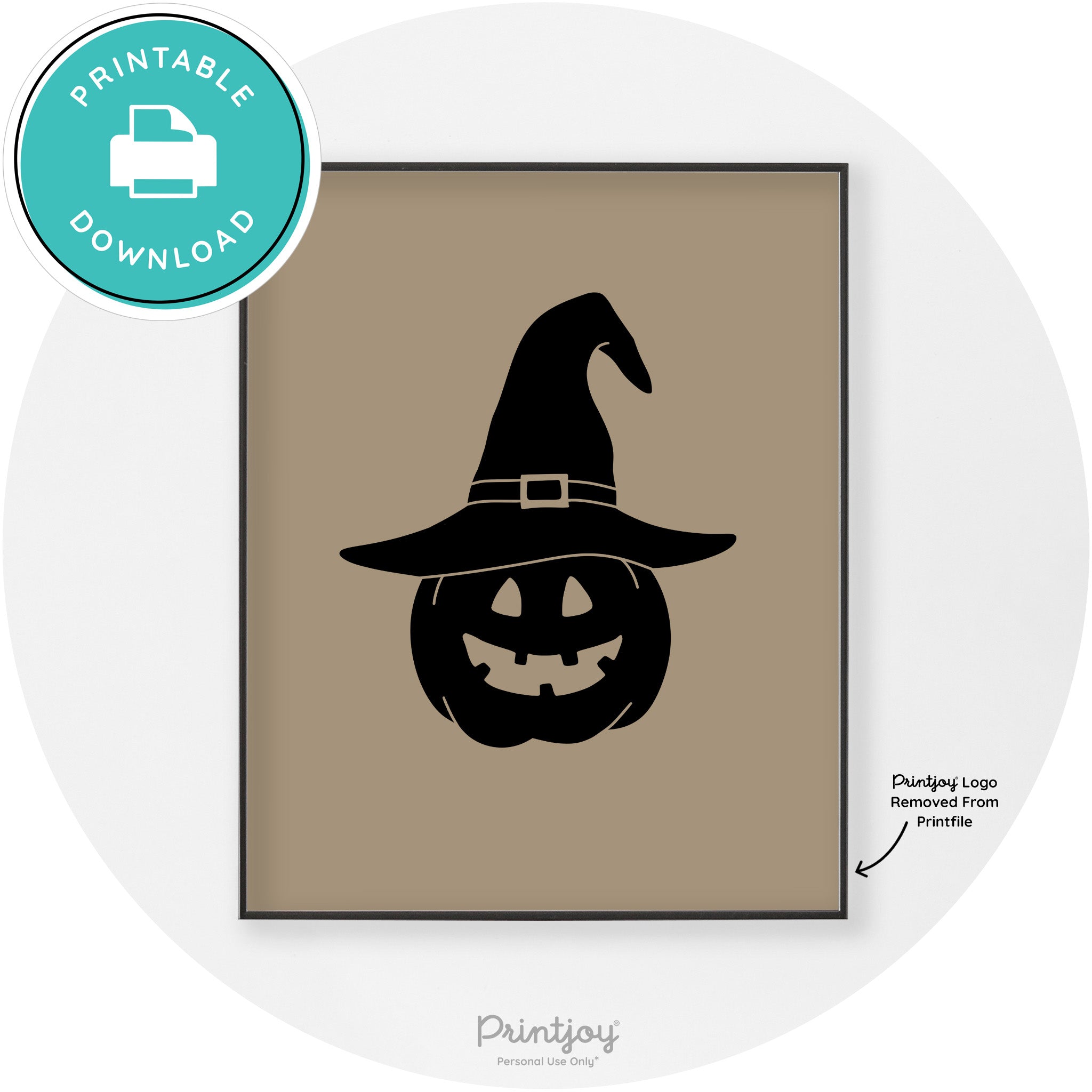 Halloween Cute Witch Jack O Lantern Chic Wall Art Printable - Printjoy