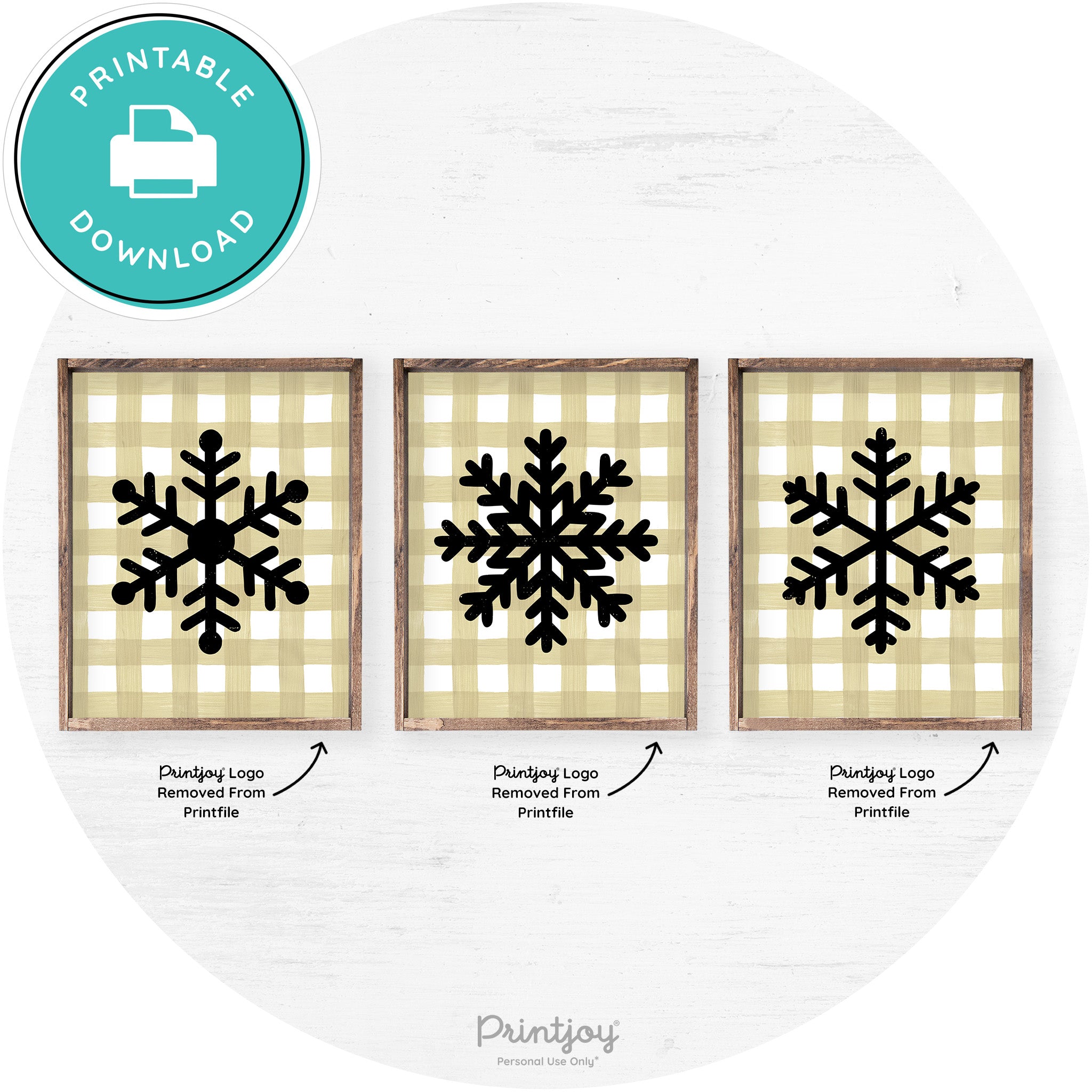 Snowflake Silhouettes Set Of 3 Christmas Farmhouse Art Free Printable - Printjoy