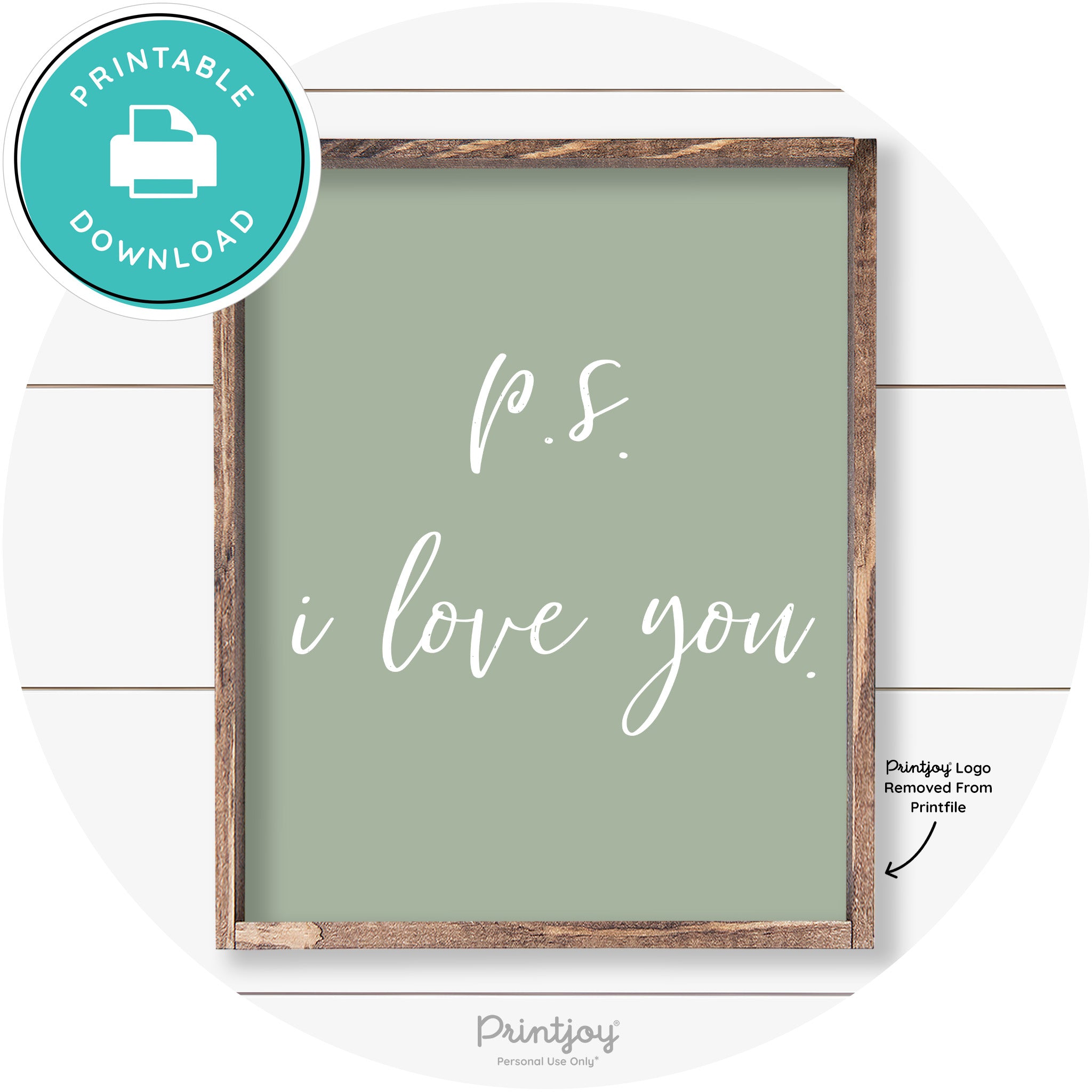 P.S. I Love You Cute Couples Farmhouse Wall Art Decor Free Printable - Printjoy