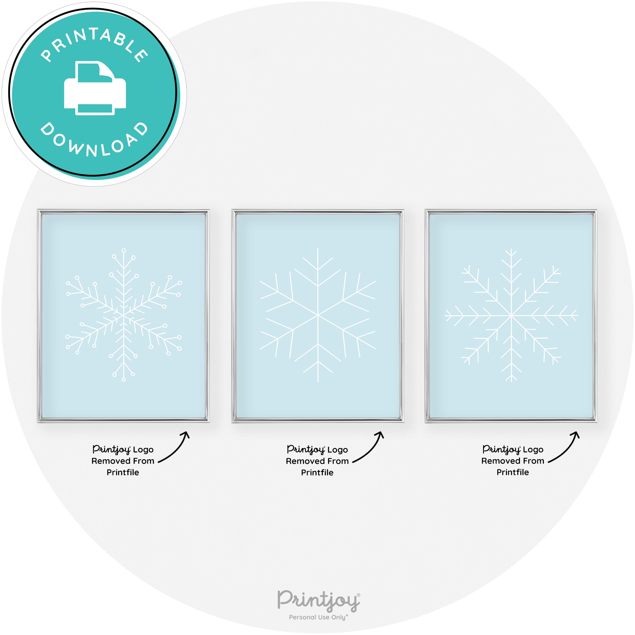 Snowflake Line Art Set Of 3 Cute Winter Chic Wall Art Free Printable - Printjoy