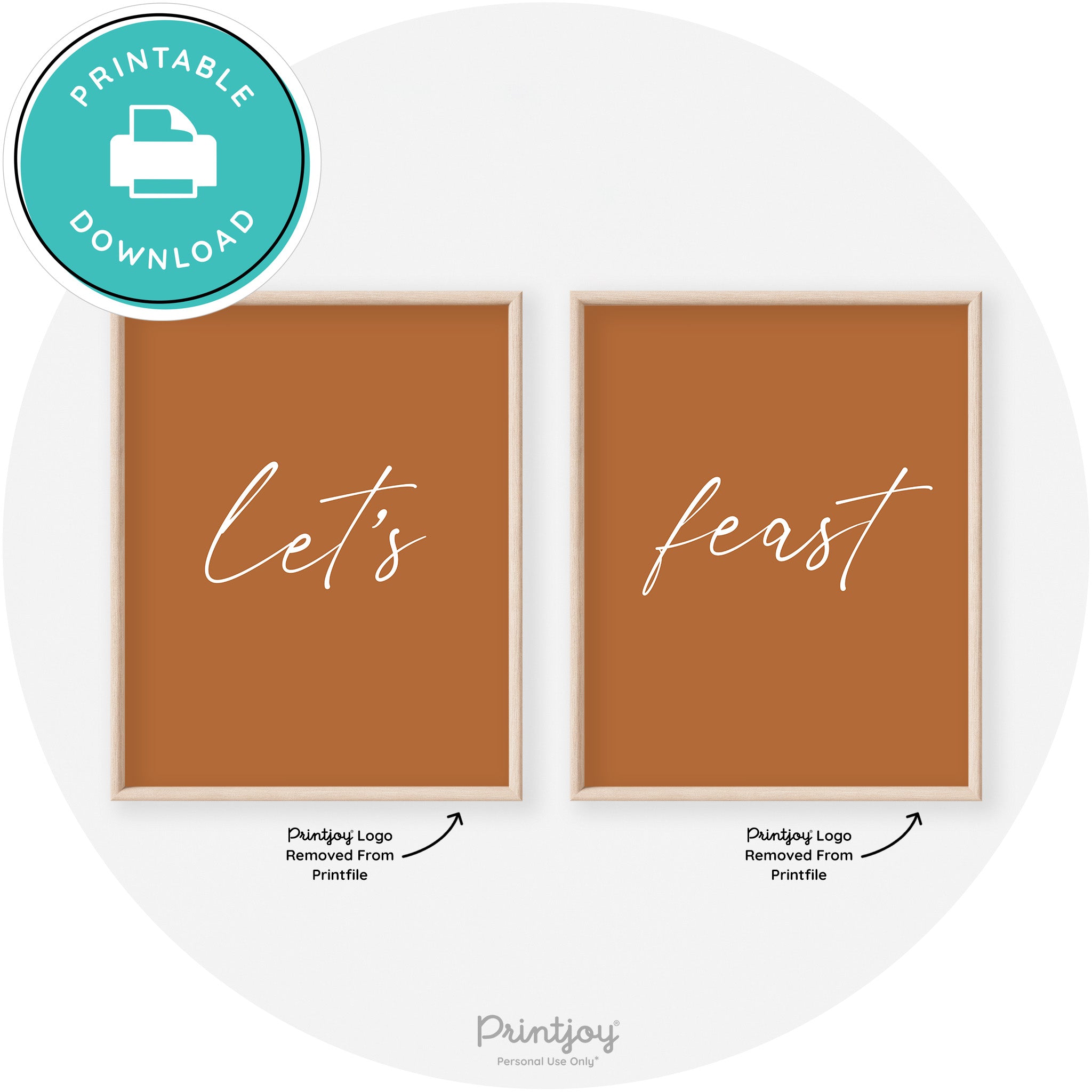 Let's Feast Set Of 2 Thanksgiving Transitional Wall Art Free Printable - Printjoy