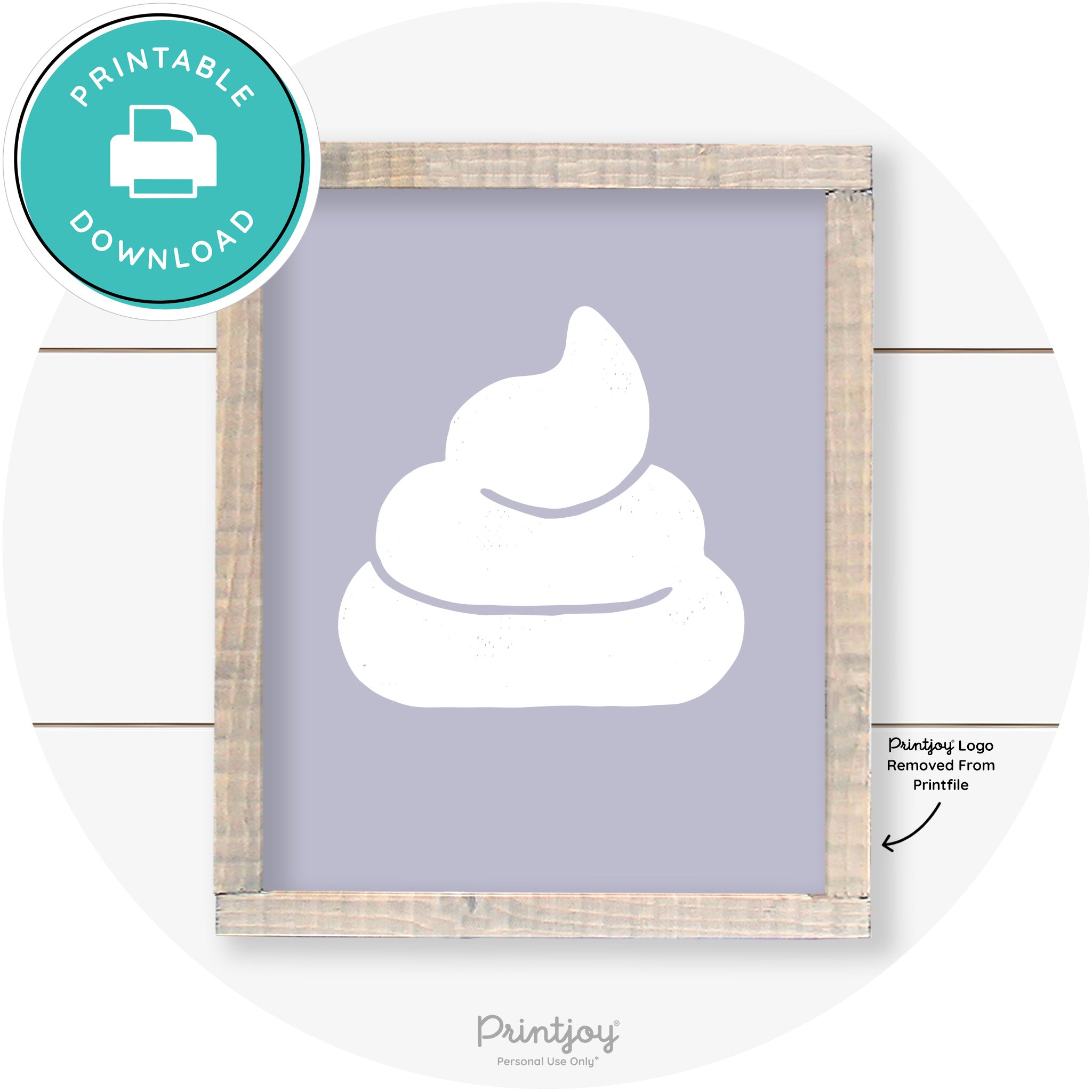 Poop Emoji Silhouette Funny Bathroom Sign Wall Art Free Printable - Printjoy
