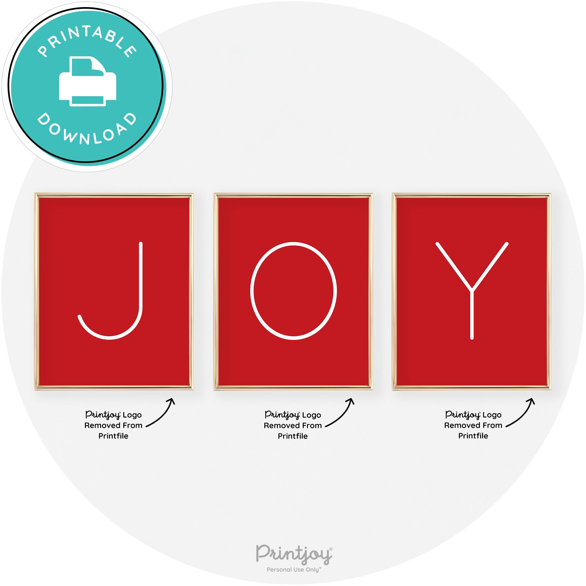 Joy Simple Letters Set Of 3 Christmas Modern Chic Wall Art Free Printable