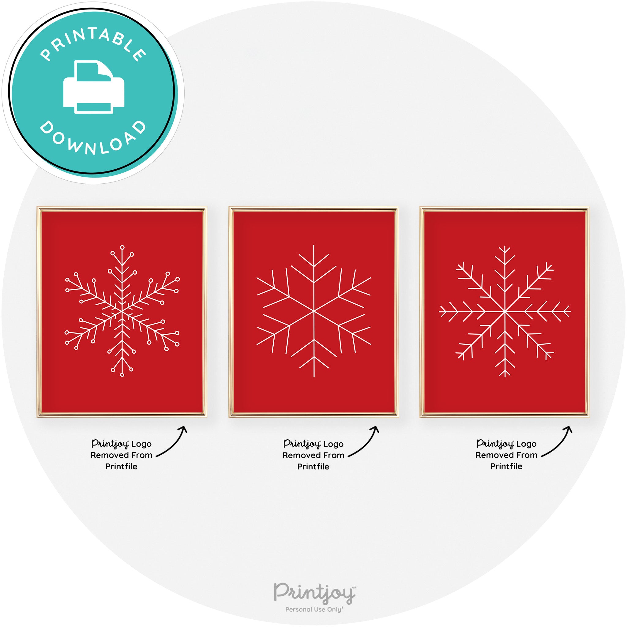Snowflake Line Art Set Of 3 Cute Christmas Chic Wall Art Free Printable - Printjoy