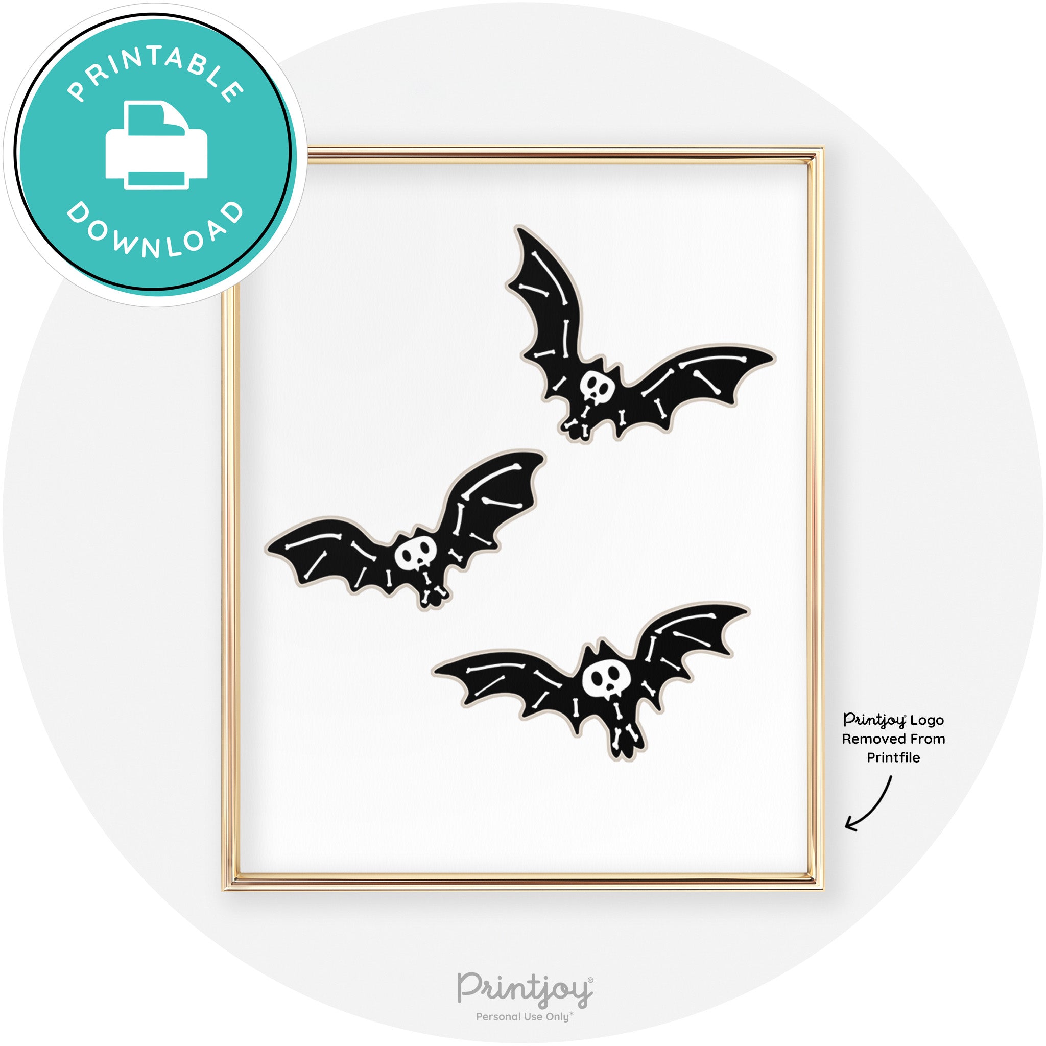Skeleton Bats Spooky Fun Cute Chic Halloween Wall Art Free Printable - Printjoy