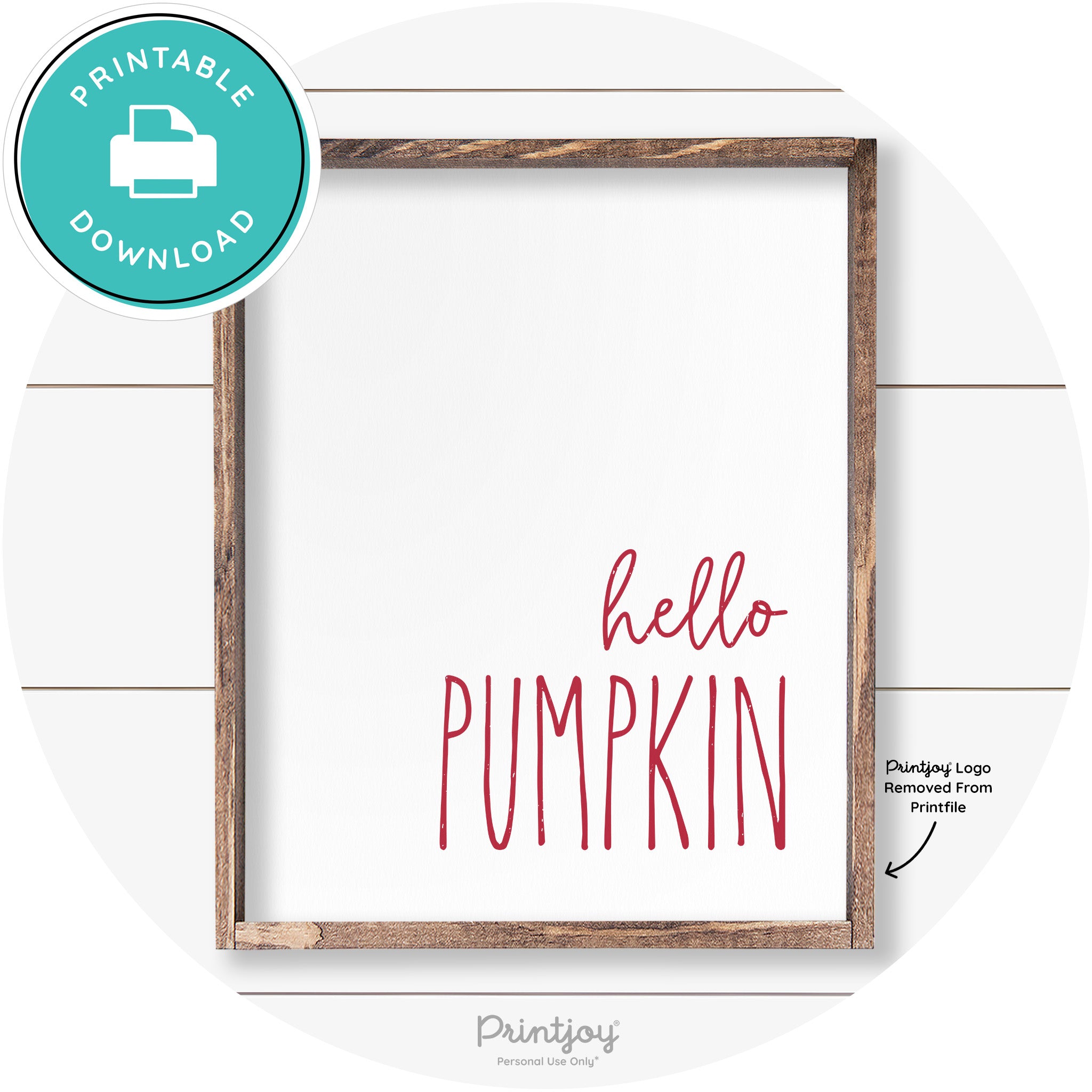Hello Pumpkin Cute Fun Simple Farmhouse Wall Art Free Printable - Printjoy