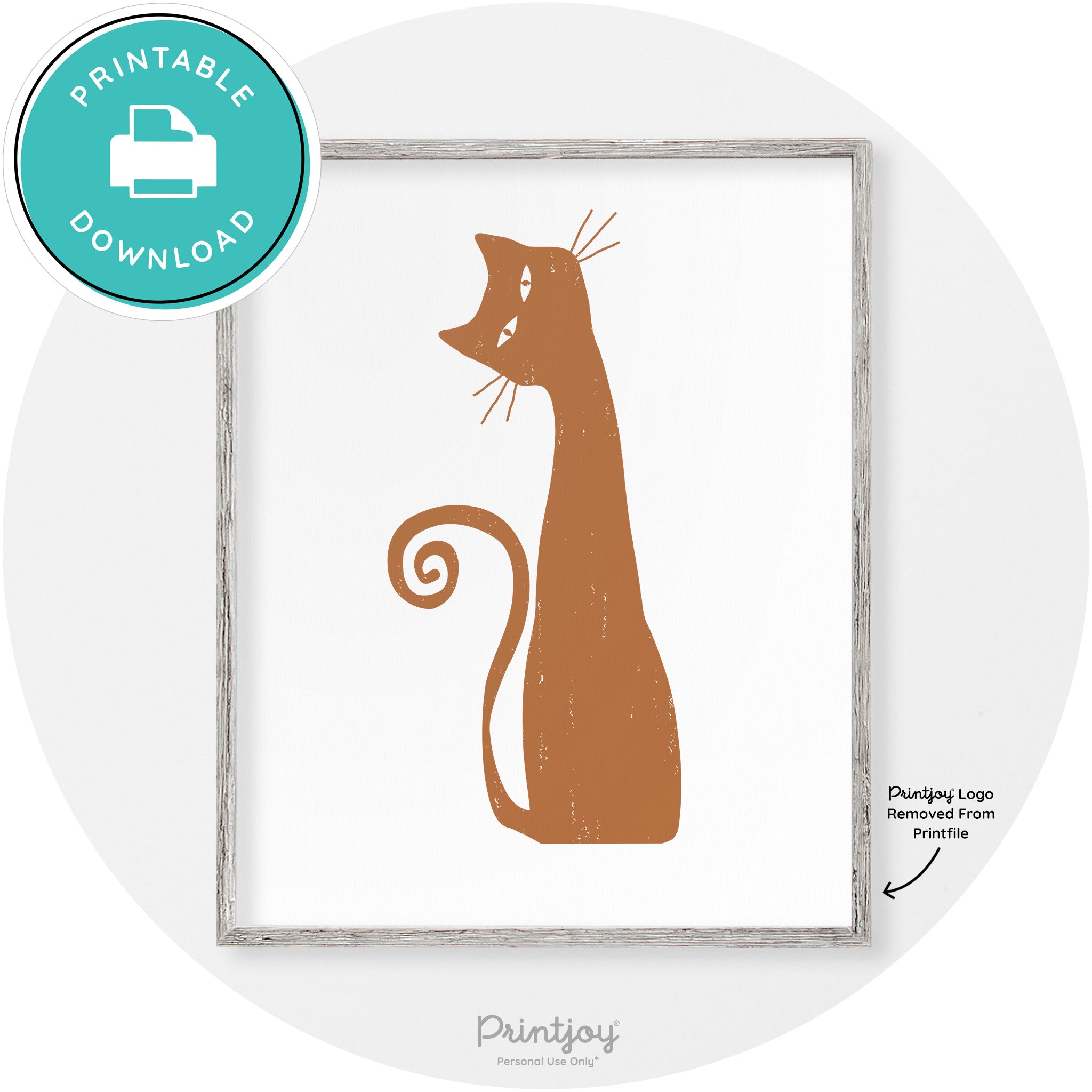 Creepy Skinny Cat Modern Vintage Halloween Wall Art Free Printable - Printjoy