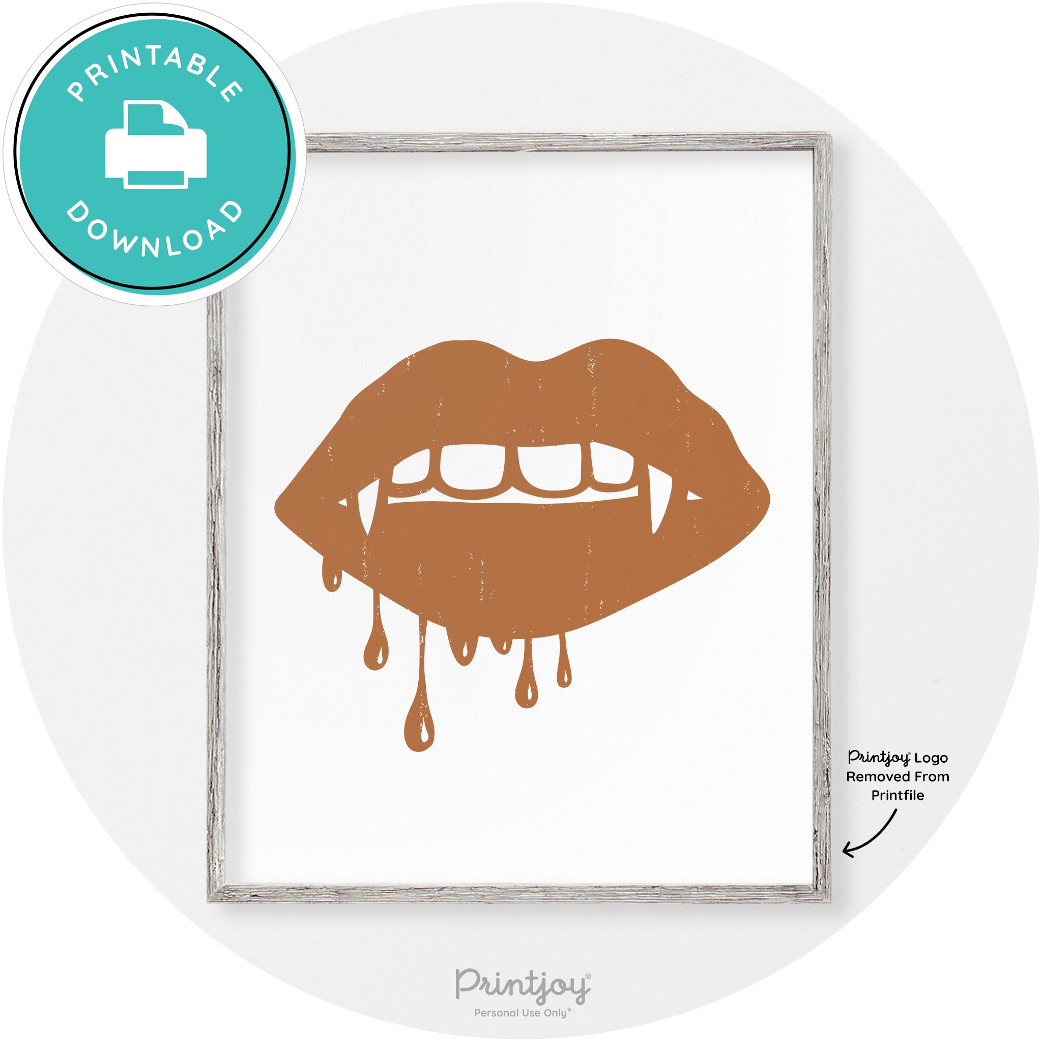Dracula Fangs Teeth Modern Vintage Halloween Wall Art Free Printable - Printjoy