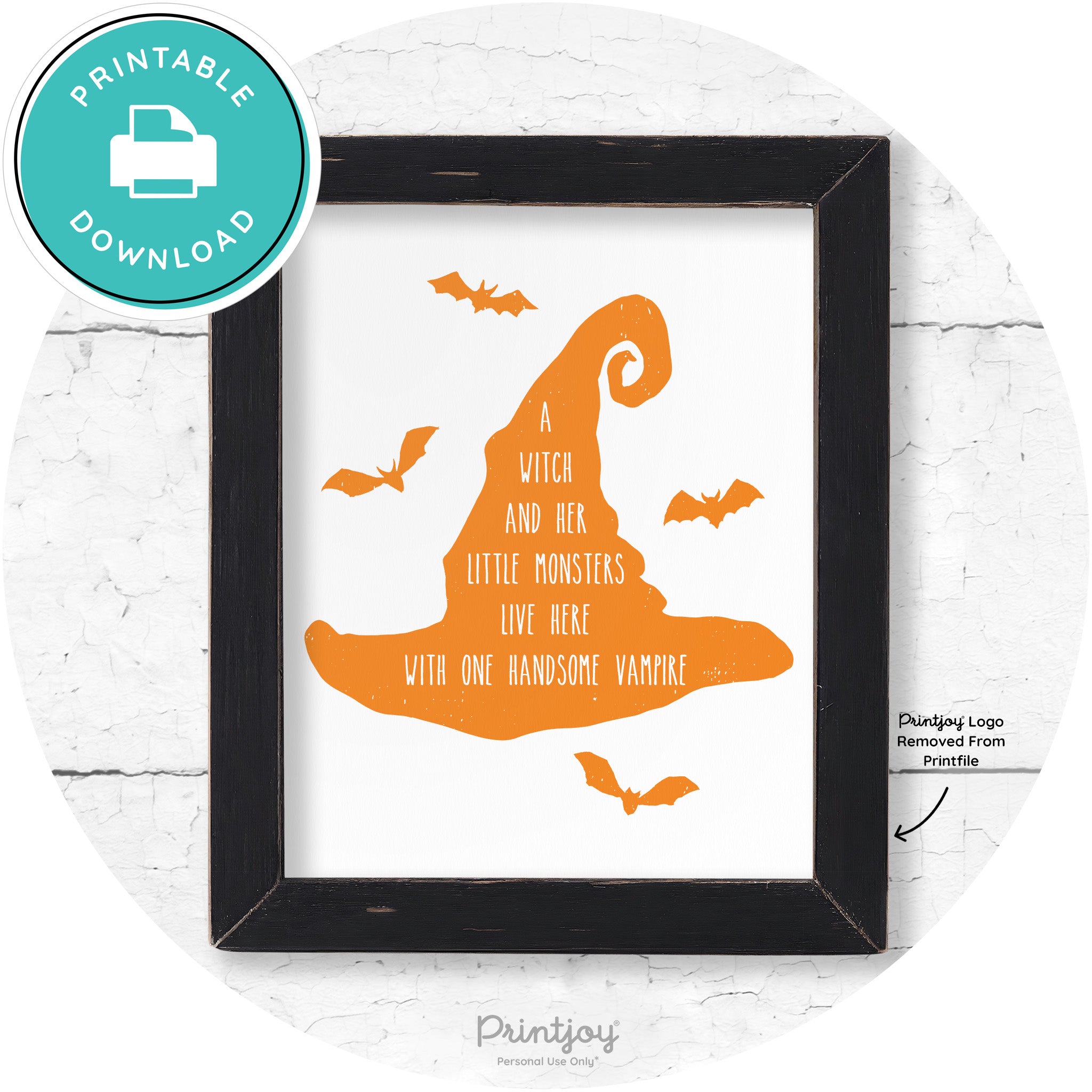 Fun Halloween Family Farmhouse Witch Hat Wall Art Free Printable - Printjoy