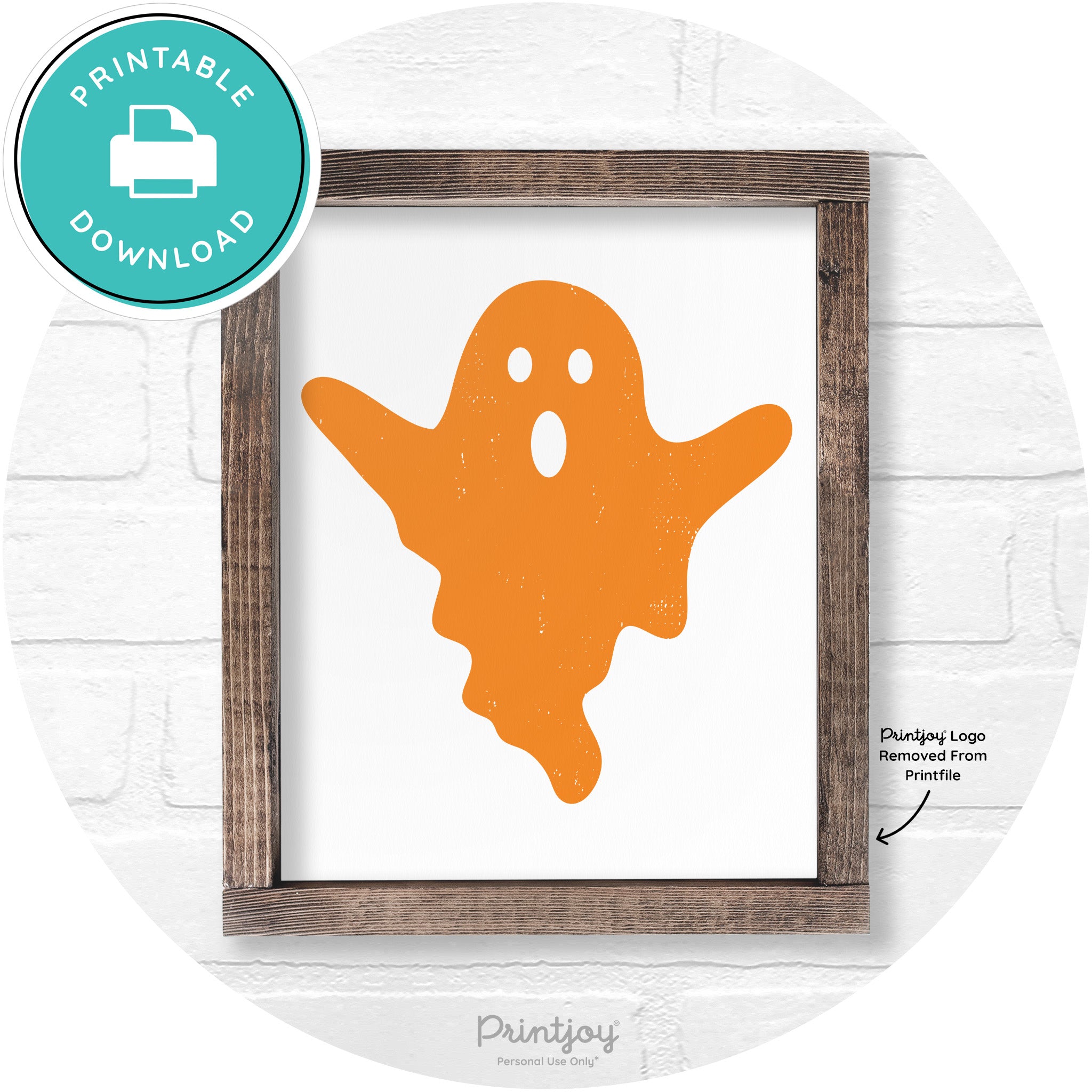 Halloween Cute Ghost Rustic Farmhouse Wall Art Free Printable - Printjoy