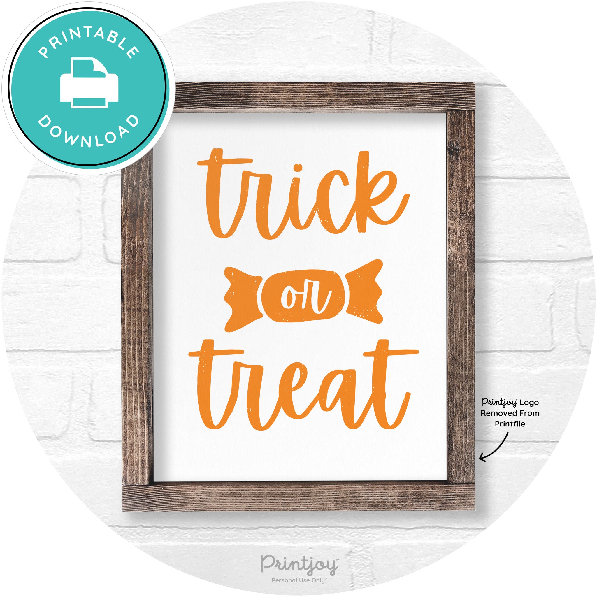 Trick Or Treat Halloween Rustic Farmhouse Wall Art Free Printable - Printjoy