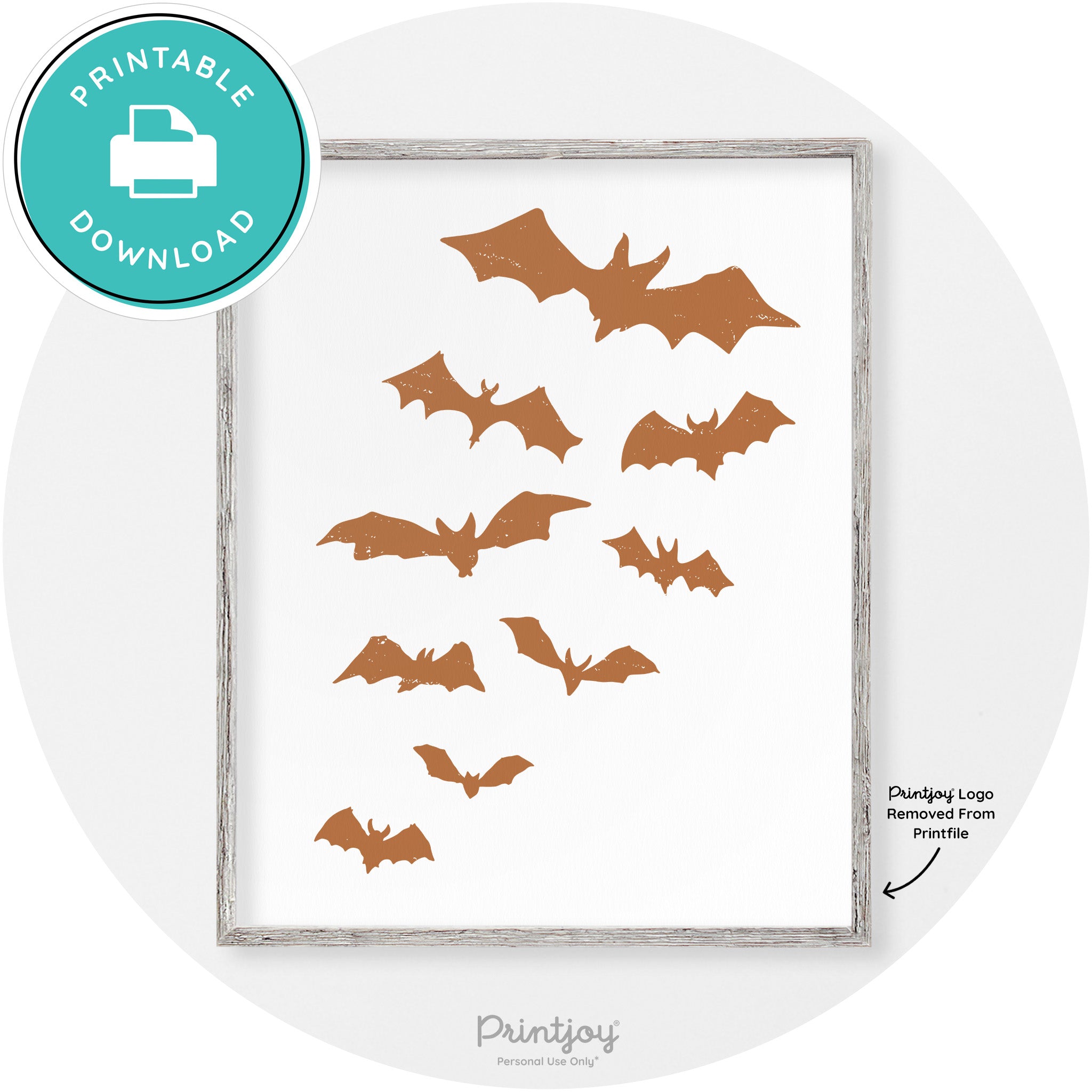 Halloween Bats Silhouette Modern Vintage Wall Art Free Printable - Printjoy