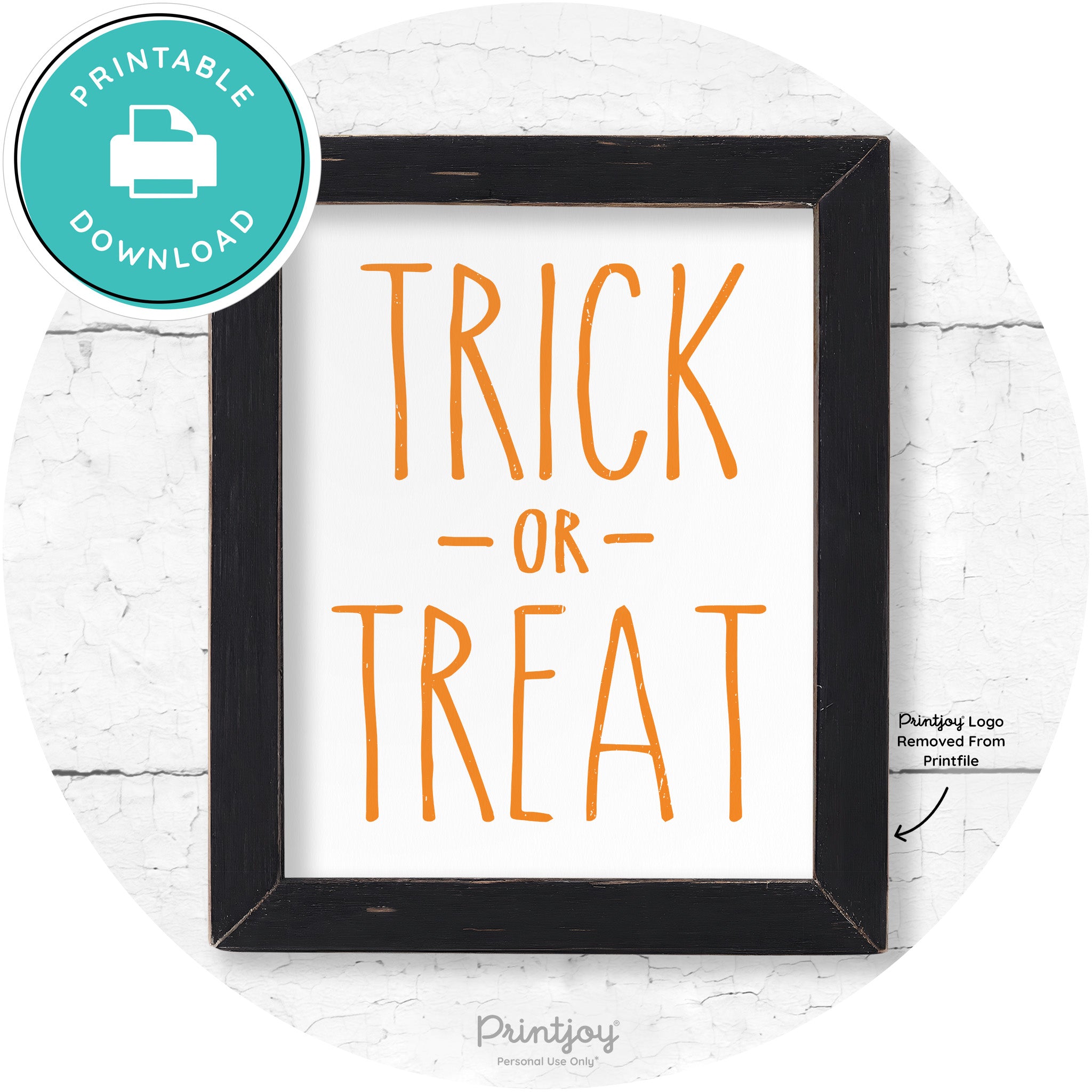 Trick Or Treat Lettering Farmhouse Halloween Wall Art Free Printable - Printjoy