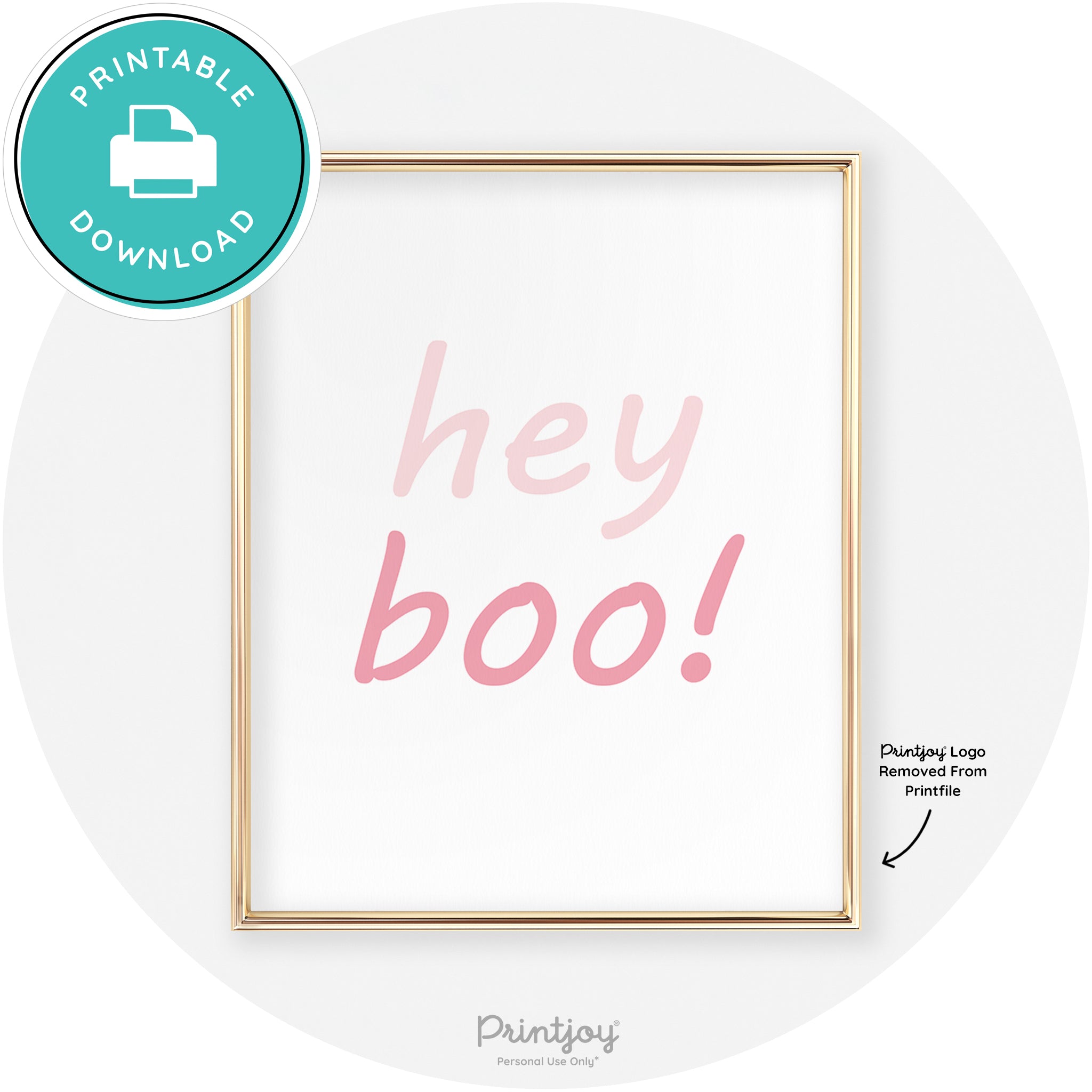 Hey Boo Fun Cute Chic Halloween Sign Wall Art Decor Free Printable - Printjoy