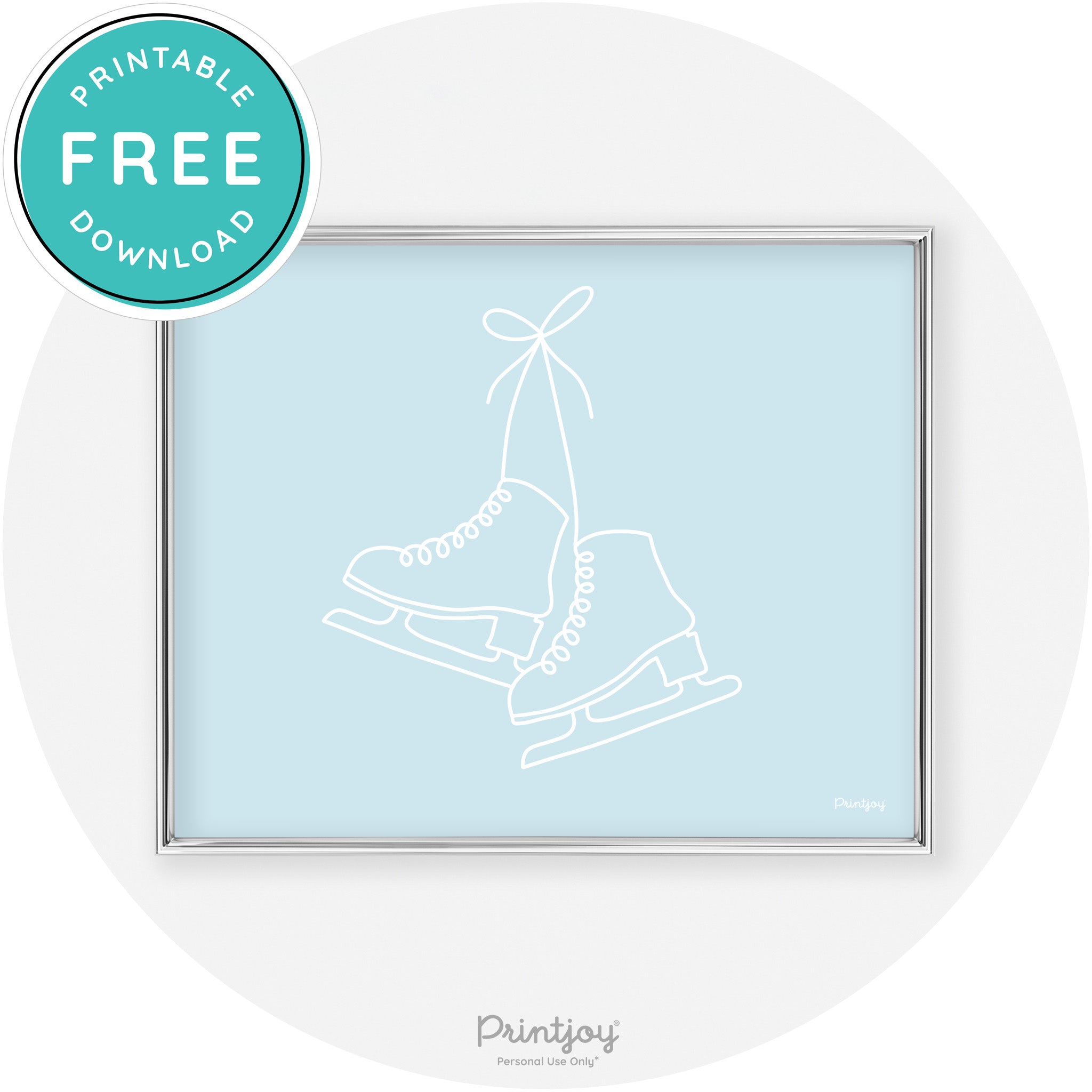 Ice Skates Line Art Cute Winter Modern Chic Wall Art Free Printable - Printjoy