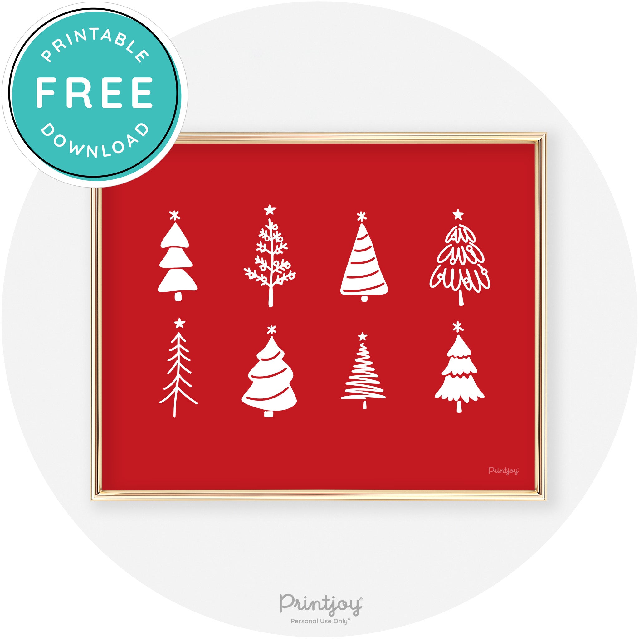Christmas Trees Cute Modern Chic Wall Art Decor Free Printable - Printjoy