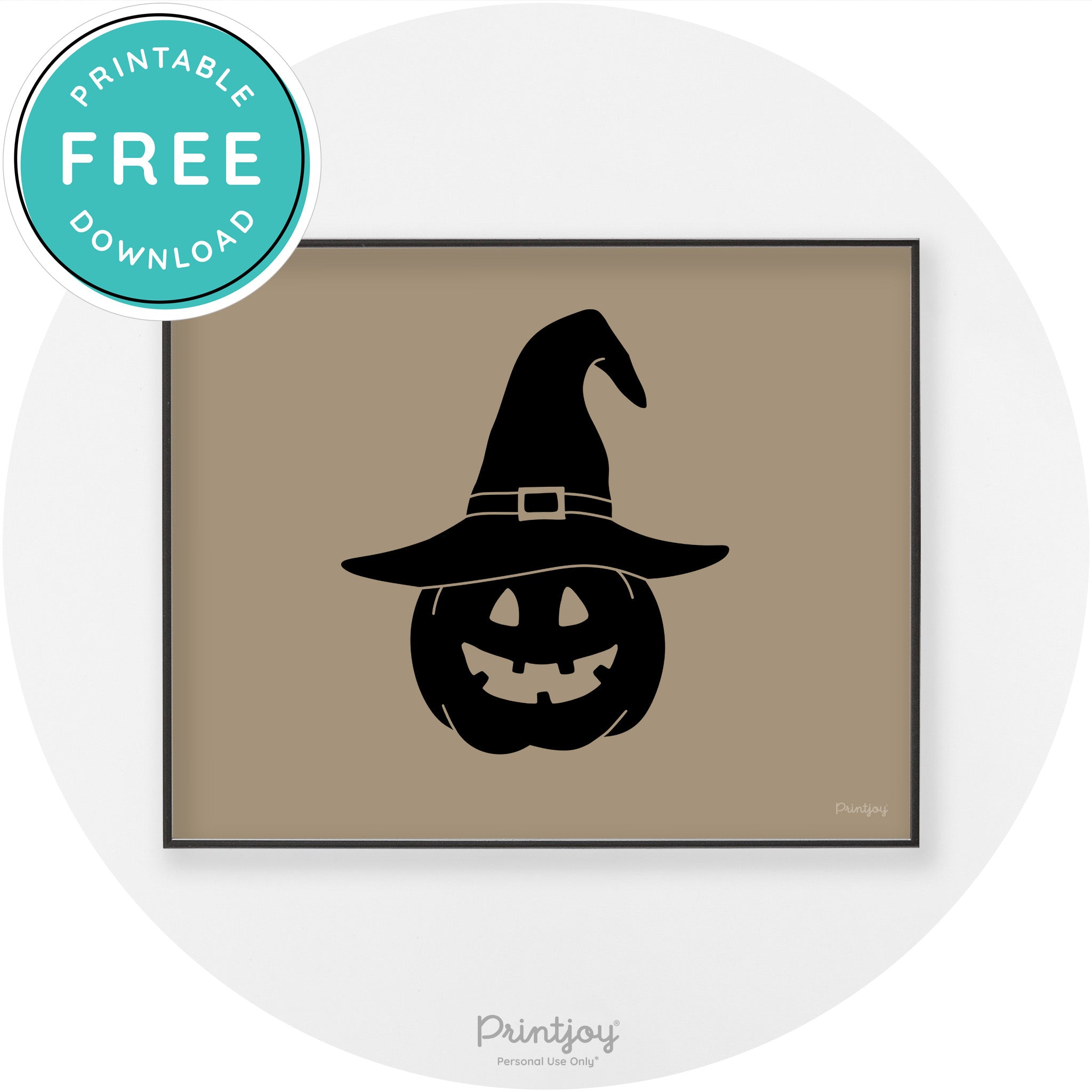 Halloween Cute Witch Jack O Lantern Chic Wall Art Printable - Printjoy