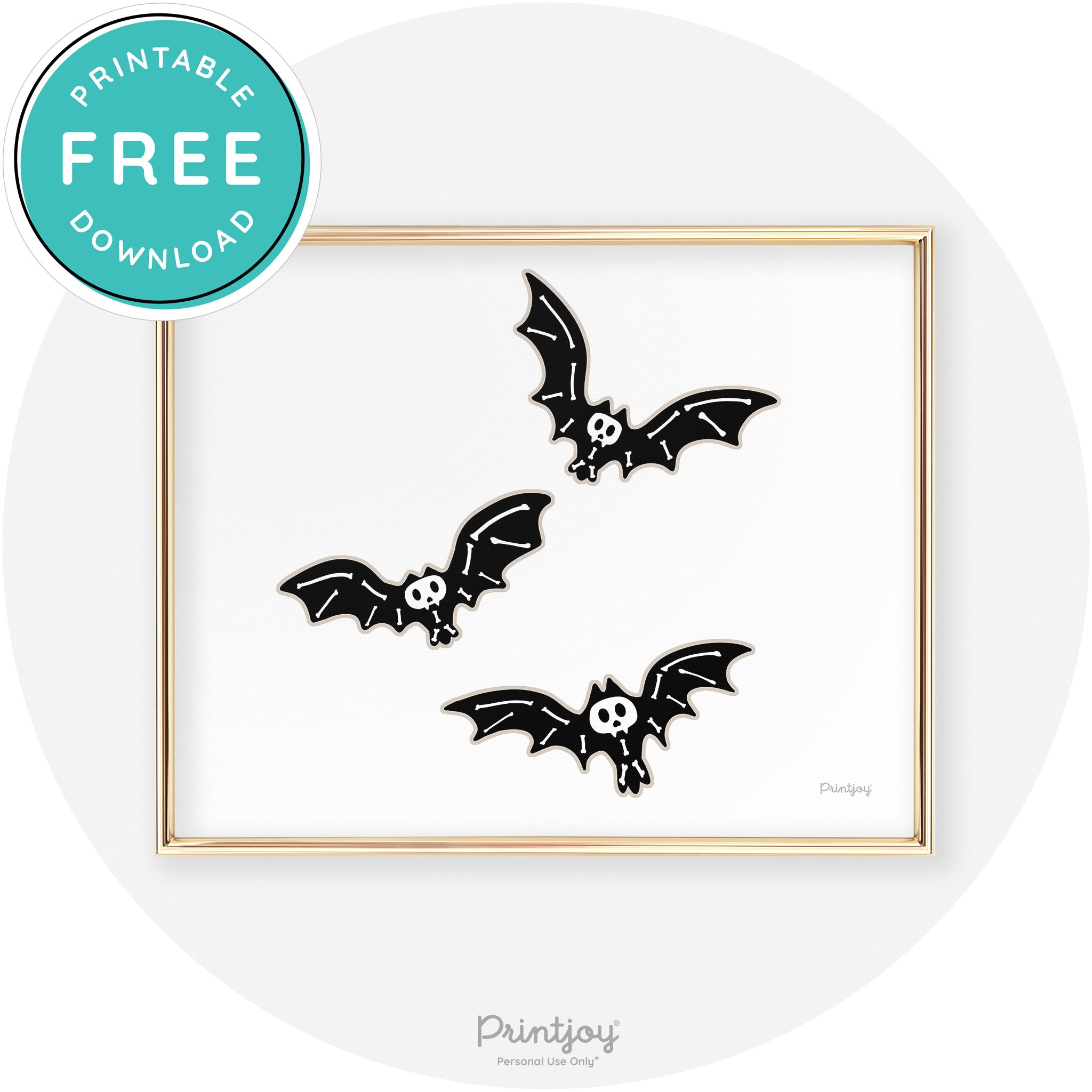 Skeleton Bats Spooky Fun Cute Chic Halloween Wall Art Free Printable - Printjoy