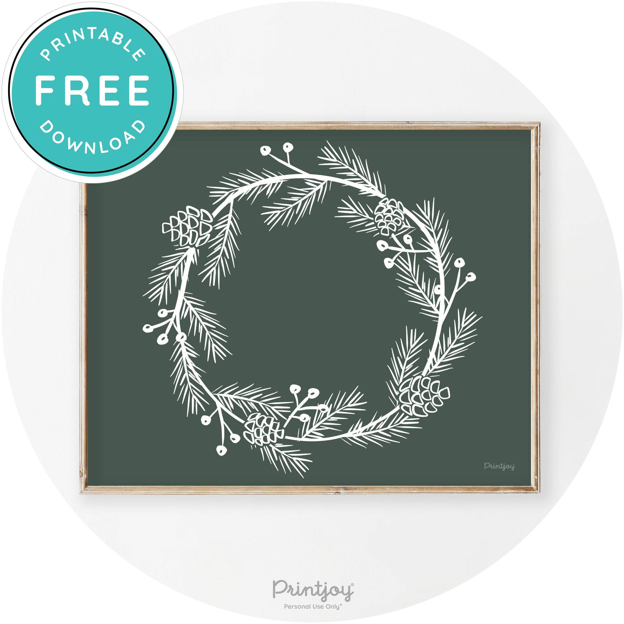 Christmas Wreath Drawing Modern Transitional Wall Art Free Printable