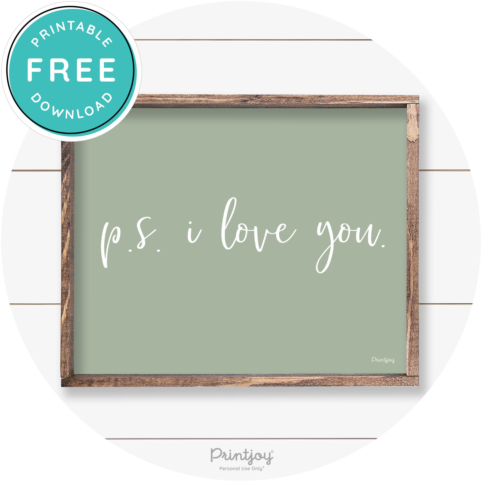 P.S. I Love You Cute Couples Farmhouse Wall Art Decor Free Printable - Printjoy