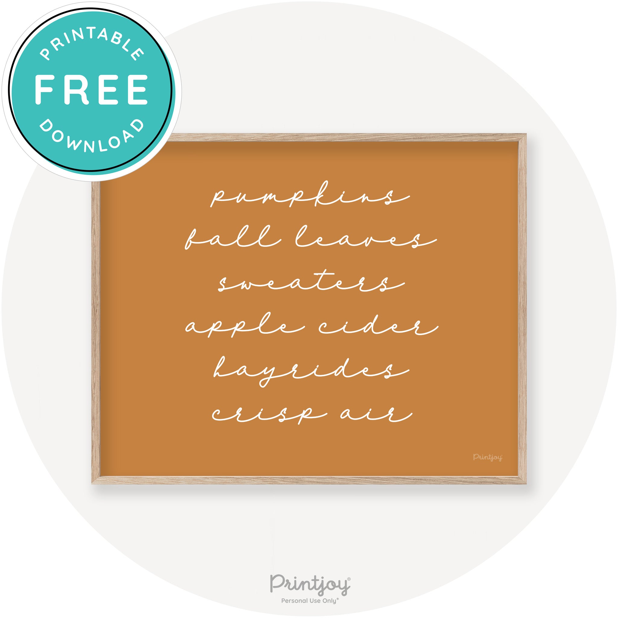 Fall Favorite Things Cute Modern Chic Decor Wall Art Printable - Printjoy