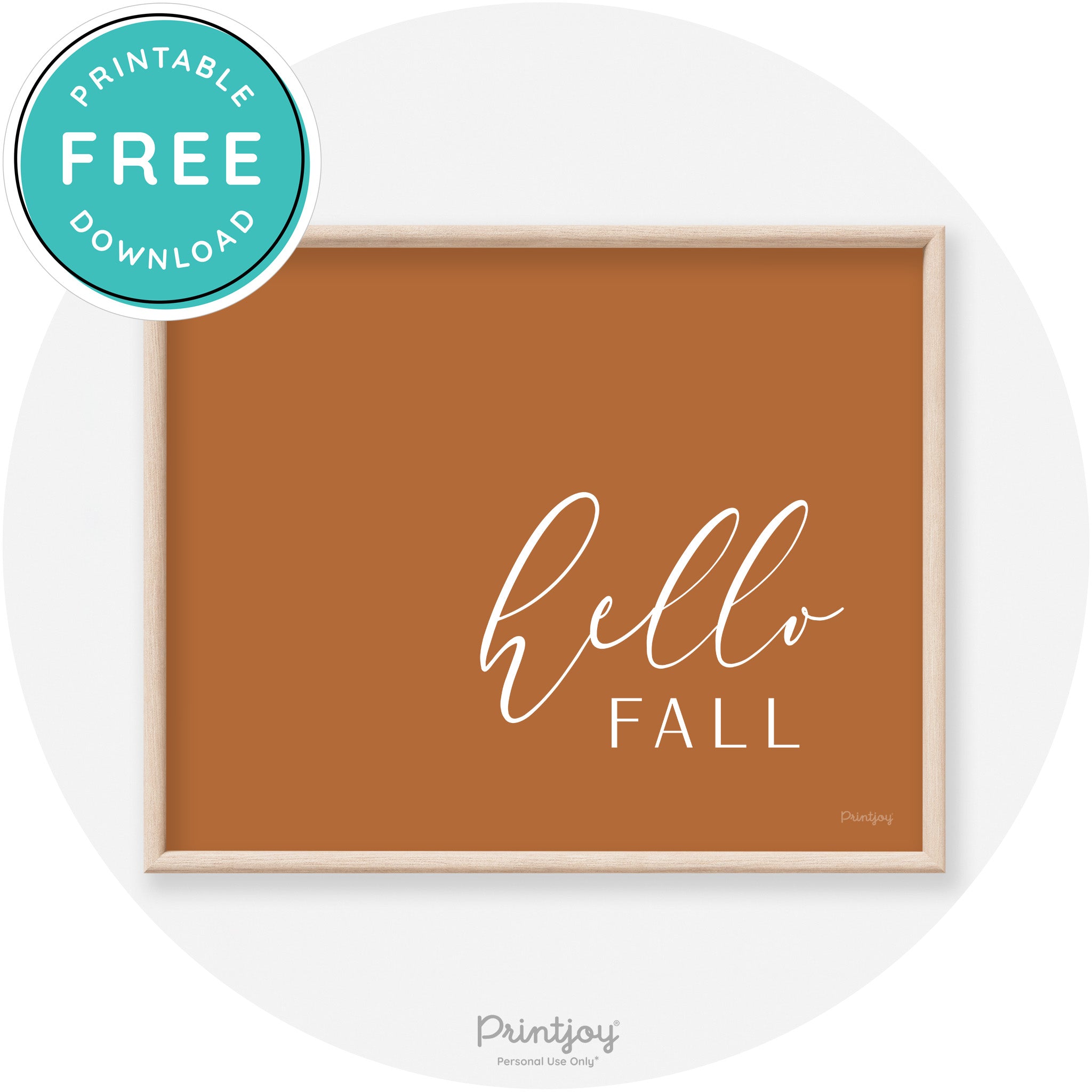 Hello Fall Cursive Modern Transitional Fall Wall Art Decor Free Printable - Printjoy